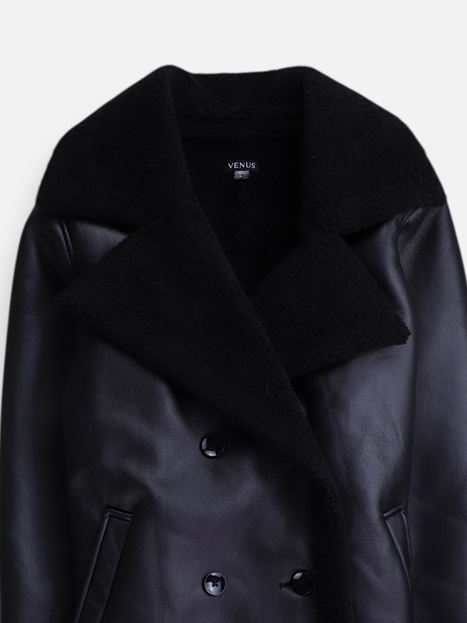 Abrigo Frock Coat Cuero - Mujer - Medium