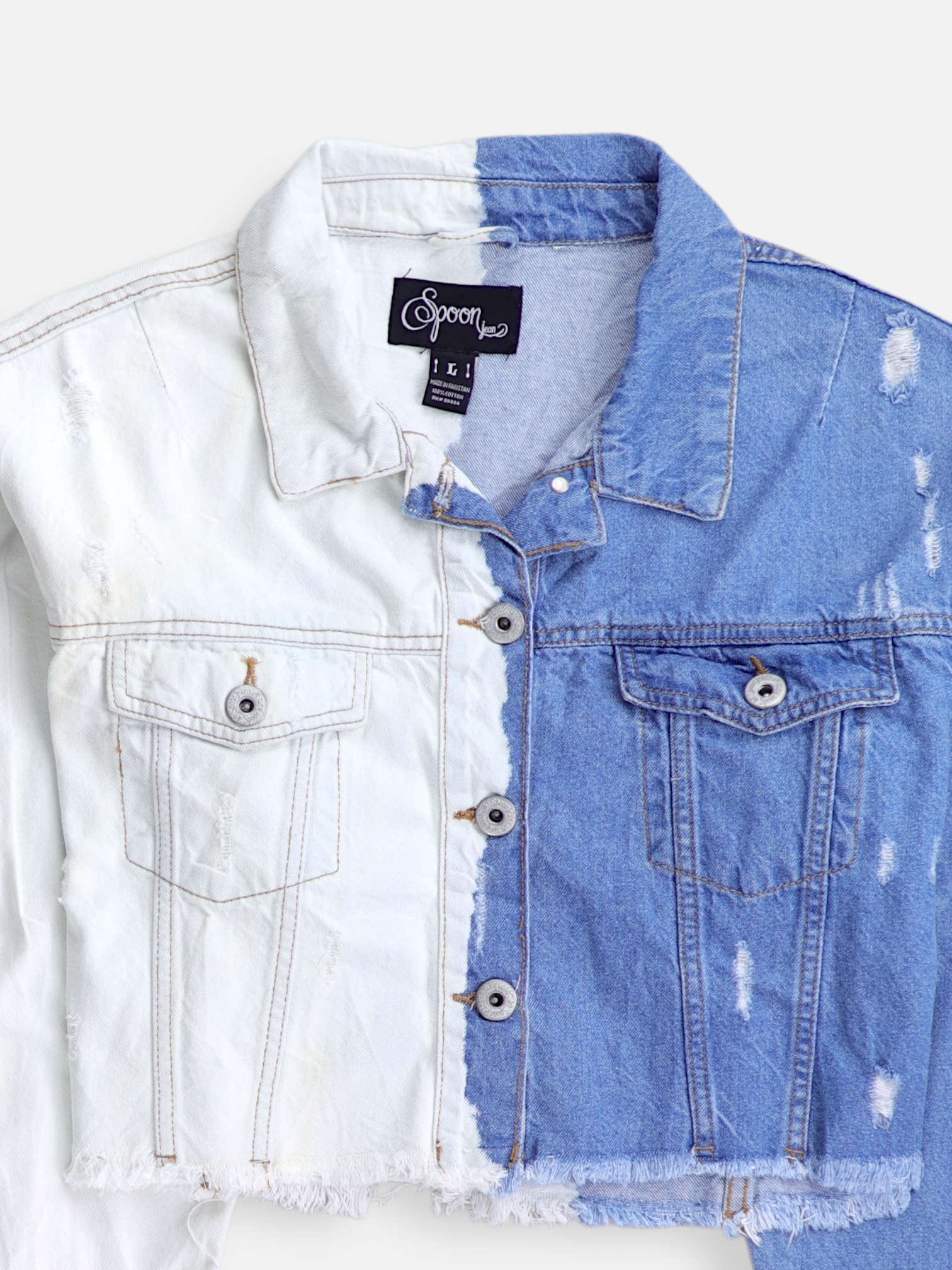 Chaqueta Denim  Color Block - Mujer - Large