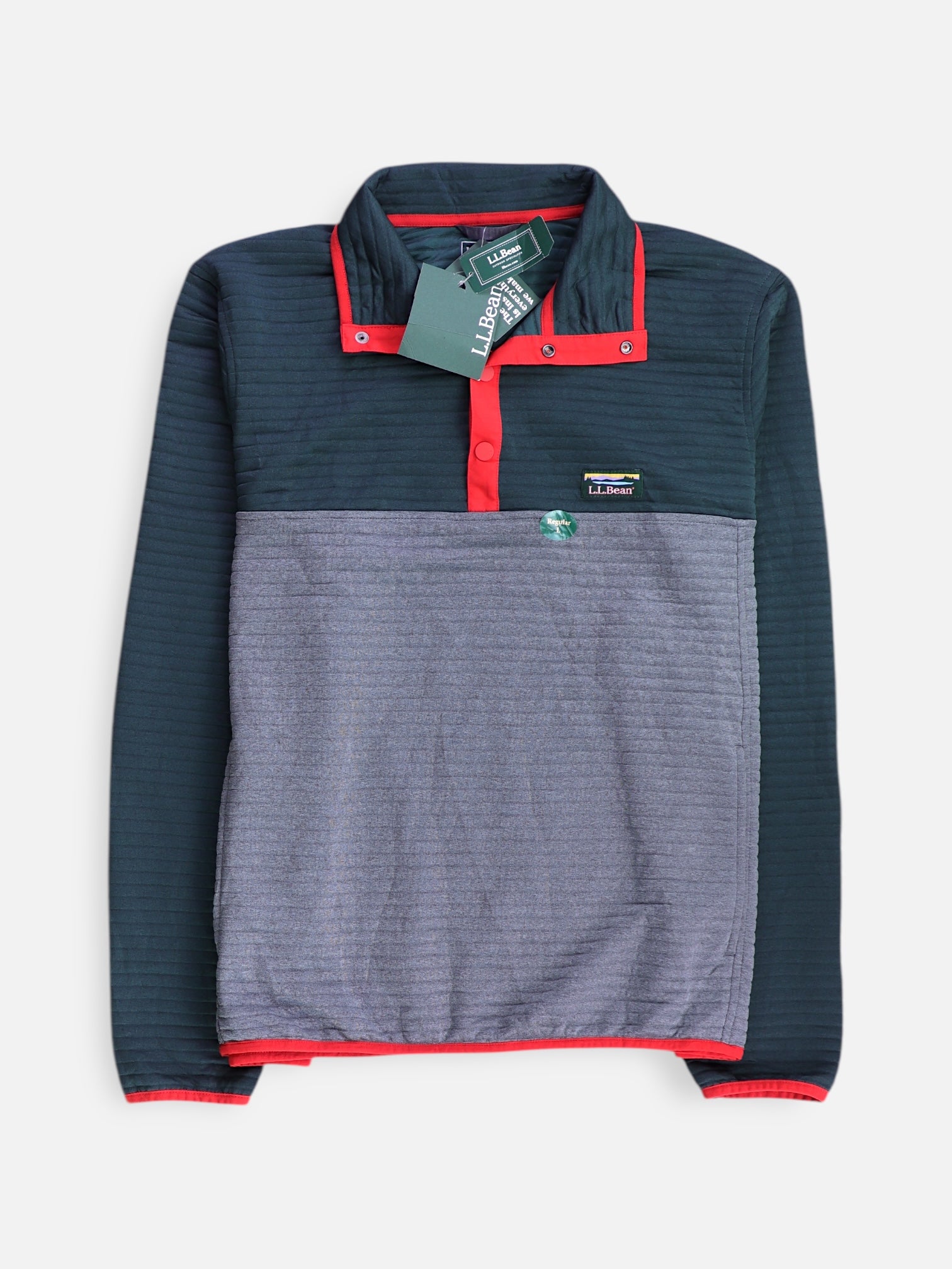 LL BEAN Sudadera Fleece Color Block - Hombre - Large