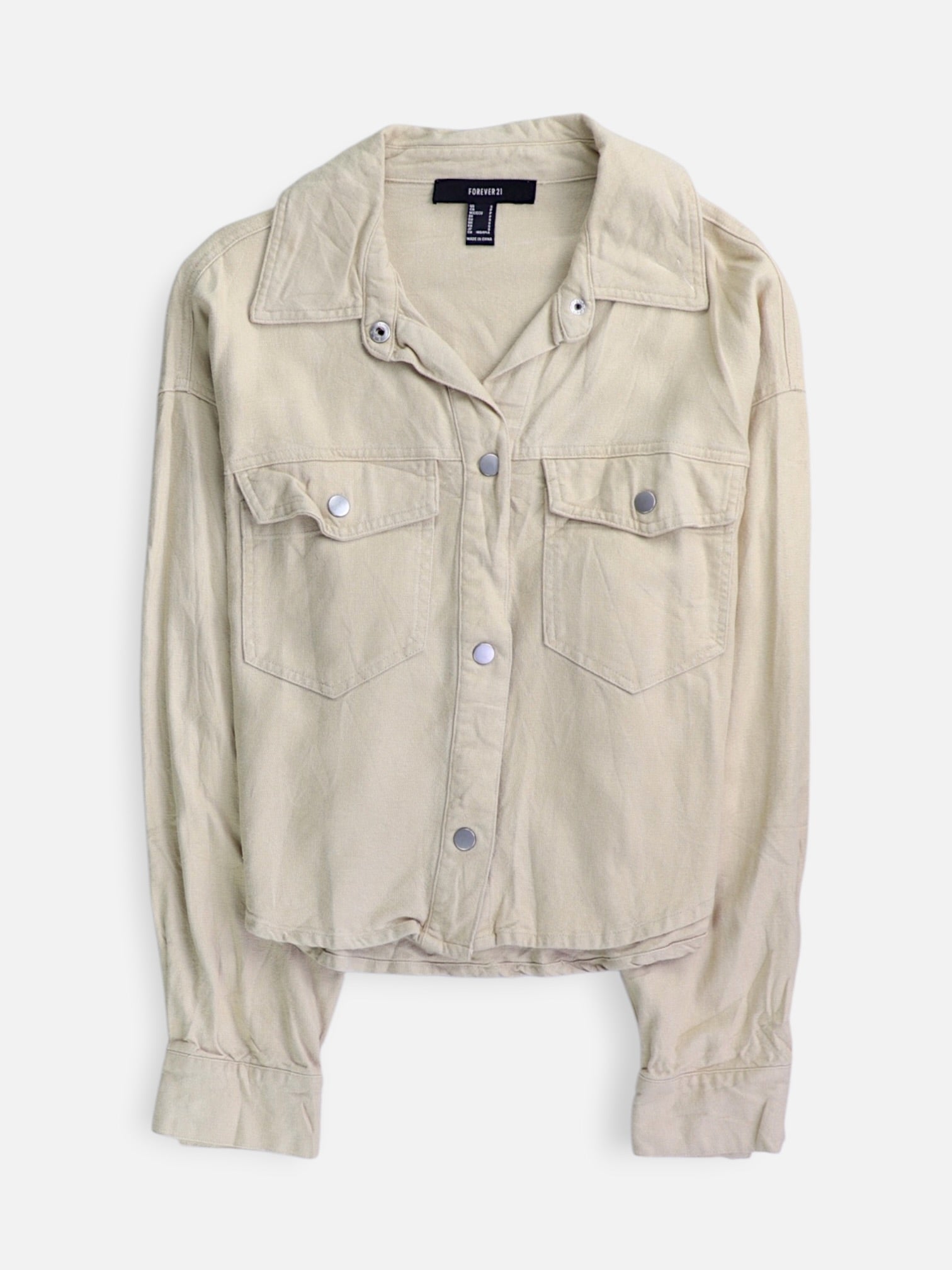 Forever 21 Chaqueta Sobrecamisa Crop Top - Mujer - Small