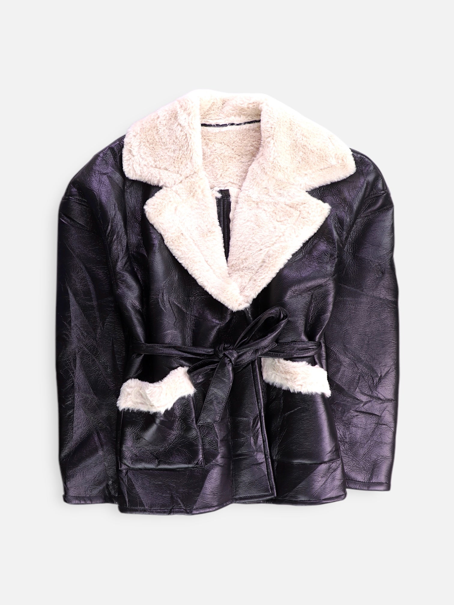 SHEIN Chaqueta Casual Cuero - Mujer - Large
