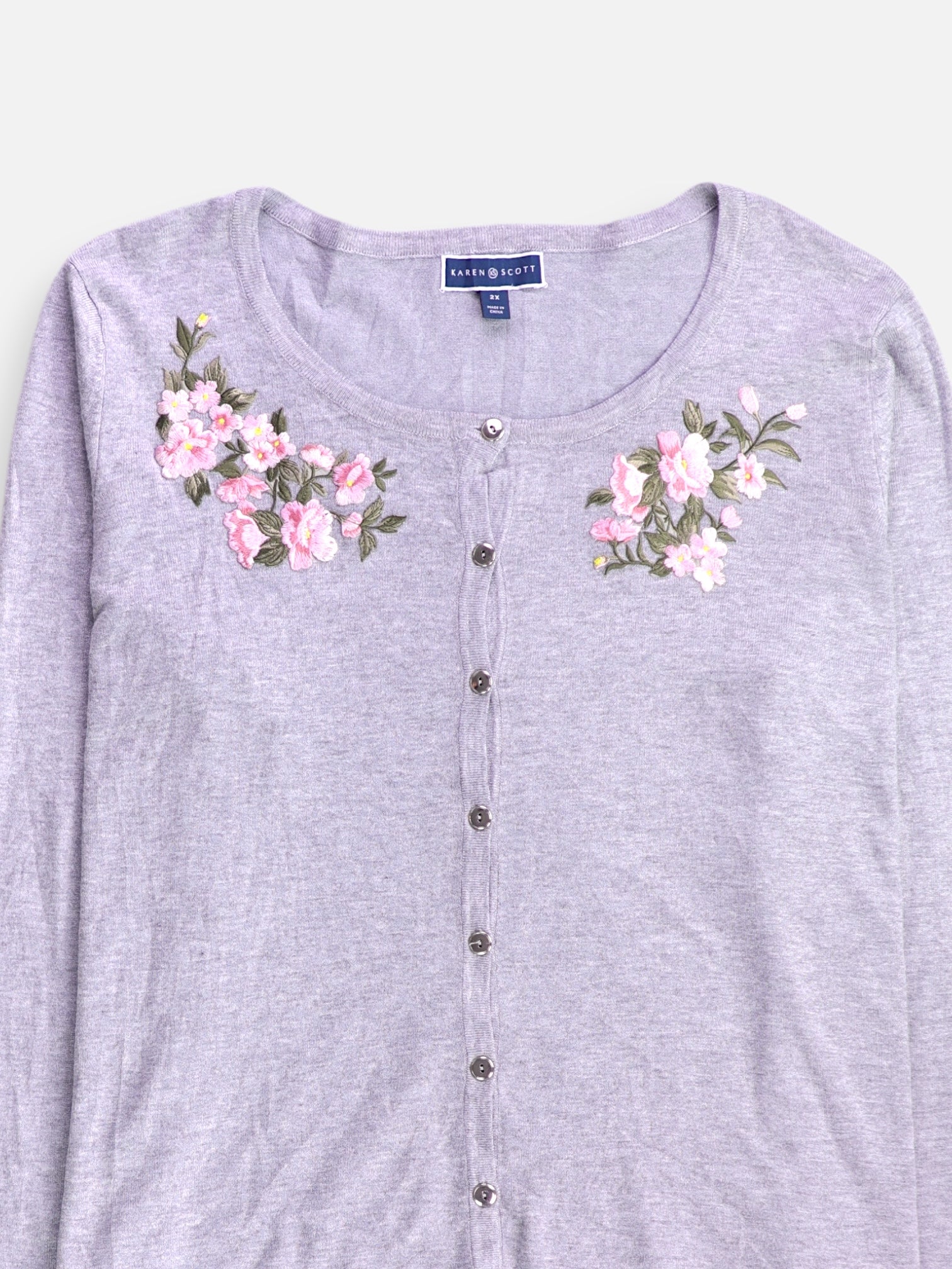 KAREN SCOTT Sueter Cardigan Casual - Mujer - 2XL