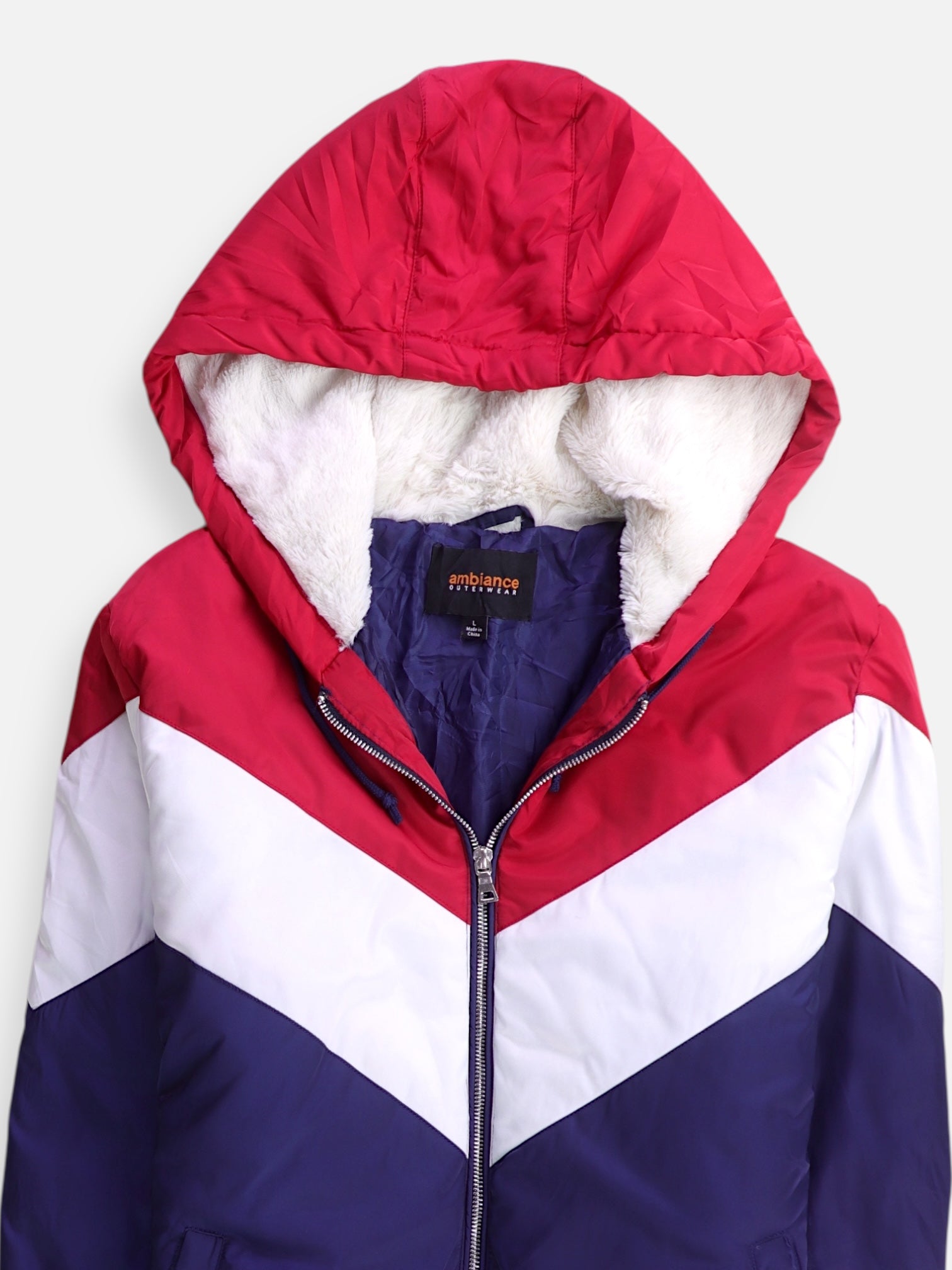 Chaqueta Impermeable Color Block - Mujer - Large