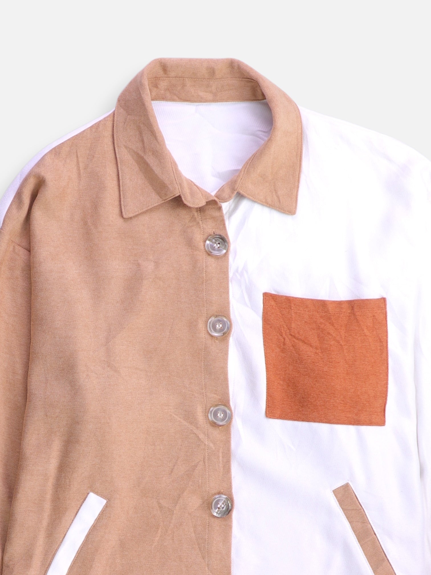 SHEIN Chaqueta Sobrecamisa Color Block - Mujer - Large