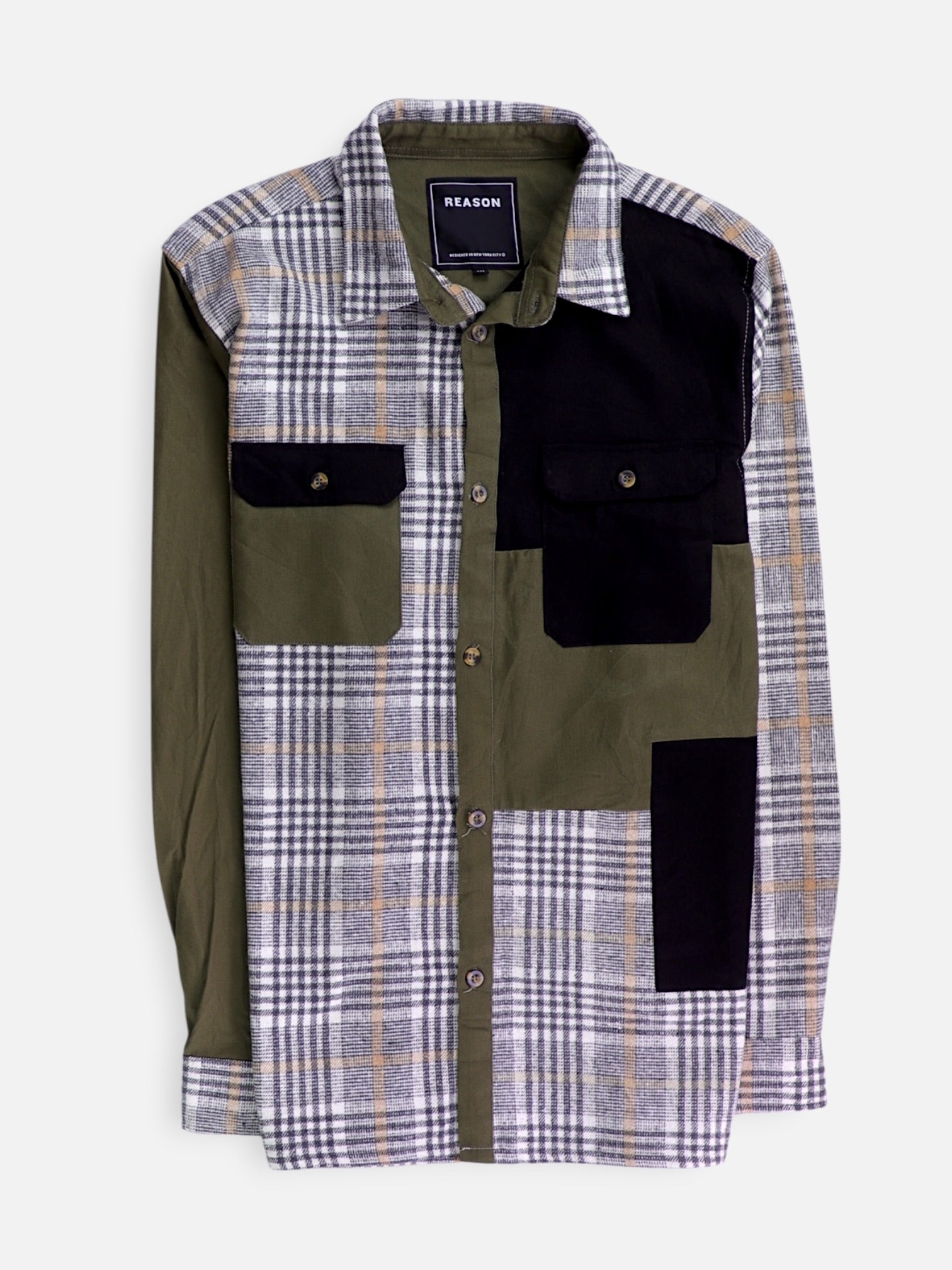 REASON Camisa Color Block - Hombre - 2XL