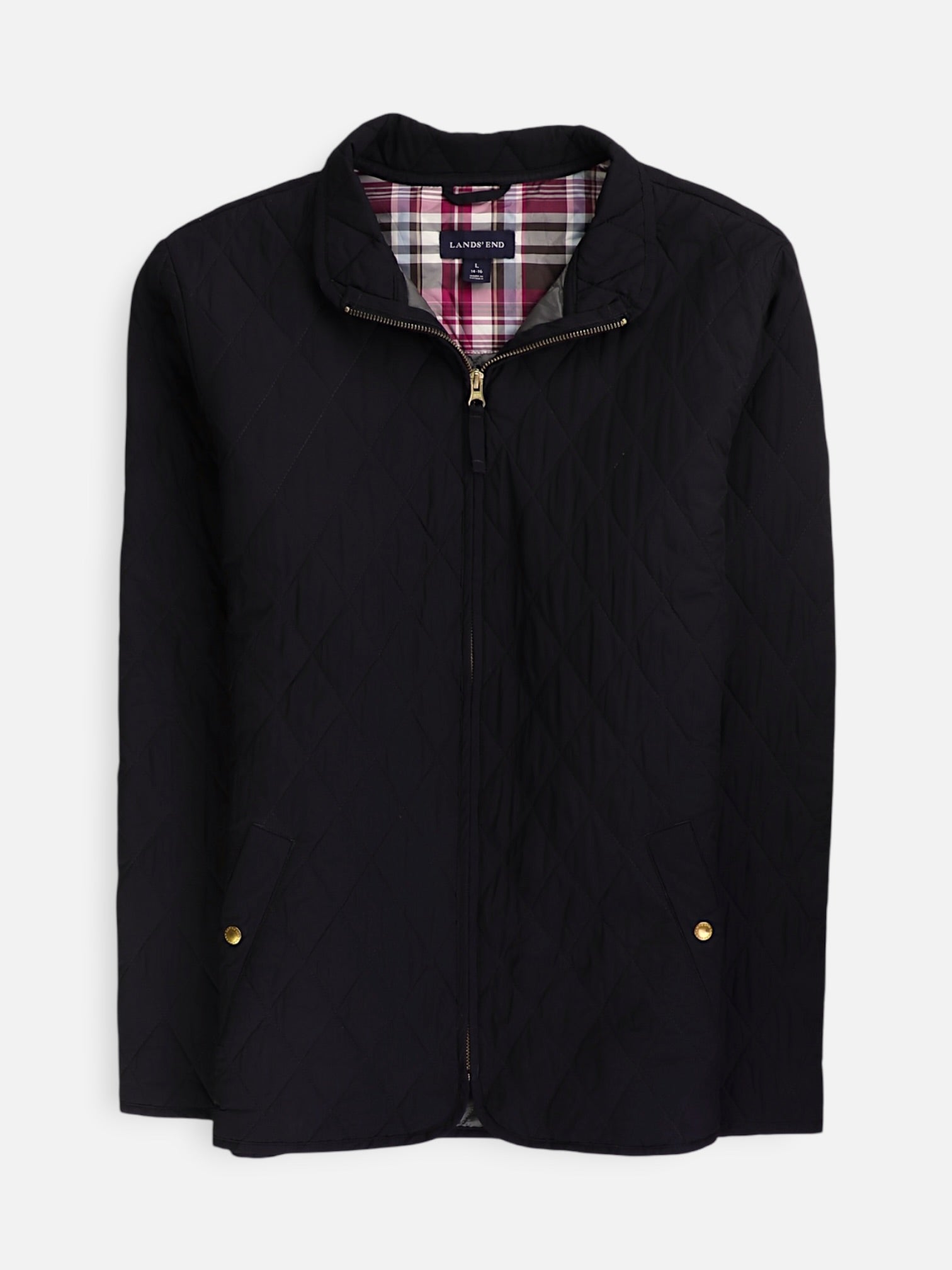 LANDS END Chaqueta Puffer Impermeable - Mujer - Large