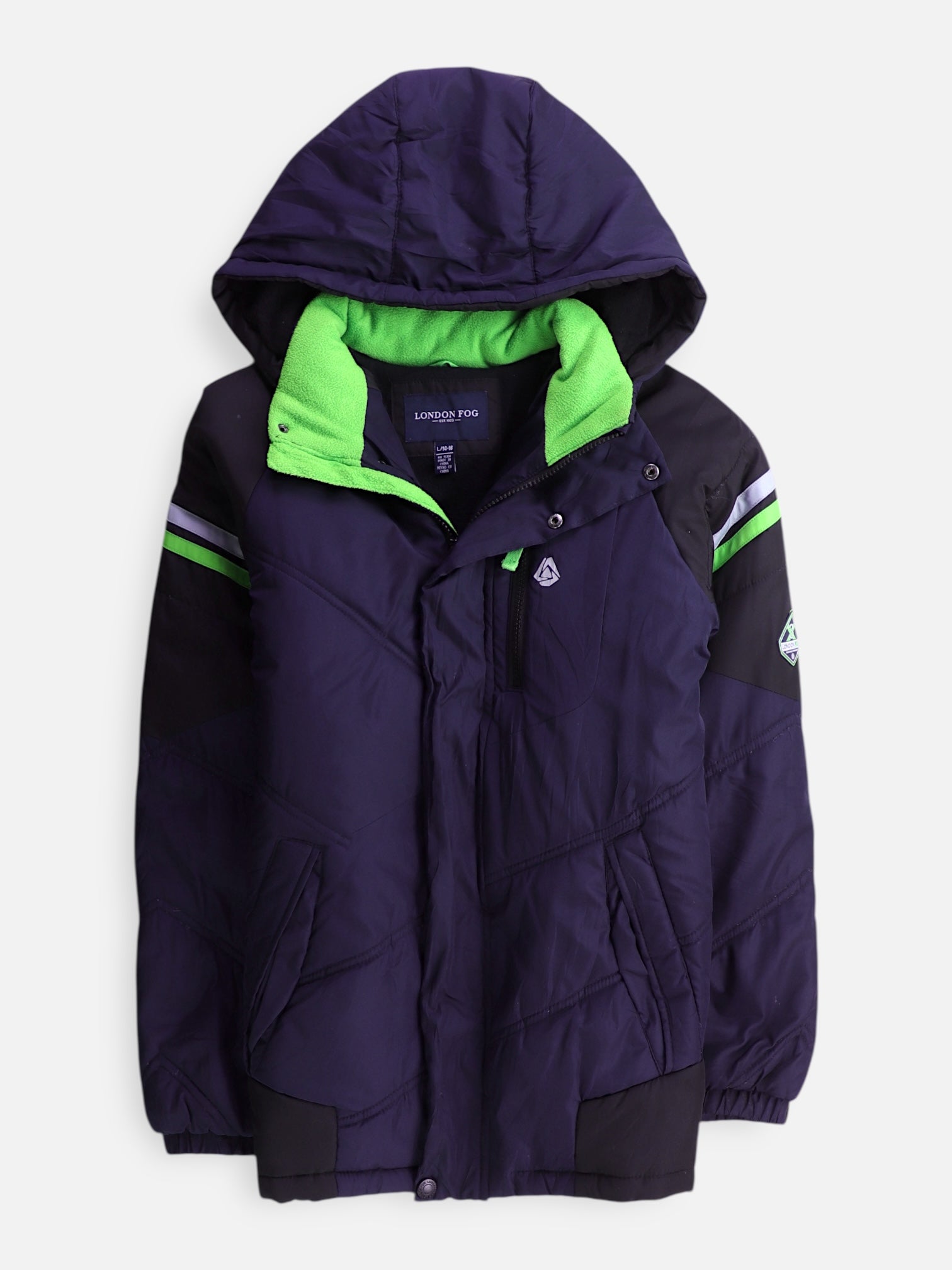 LONDON FOG Chaqueta Puffer Impermeable - Niño - Large - 14-16Y (Años)