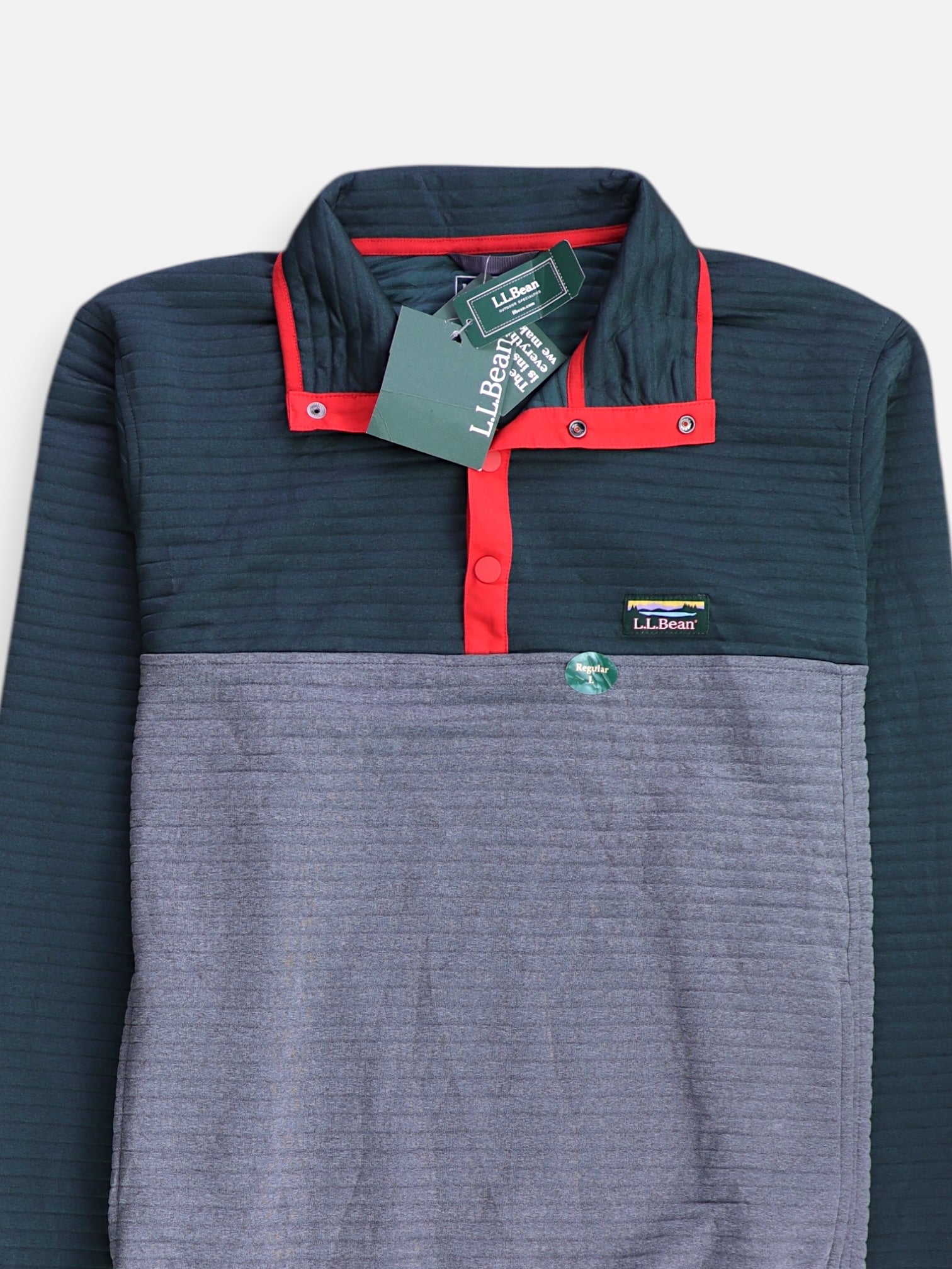 LL BEAN Sudadera Fleece Color Block - Hombre - Large