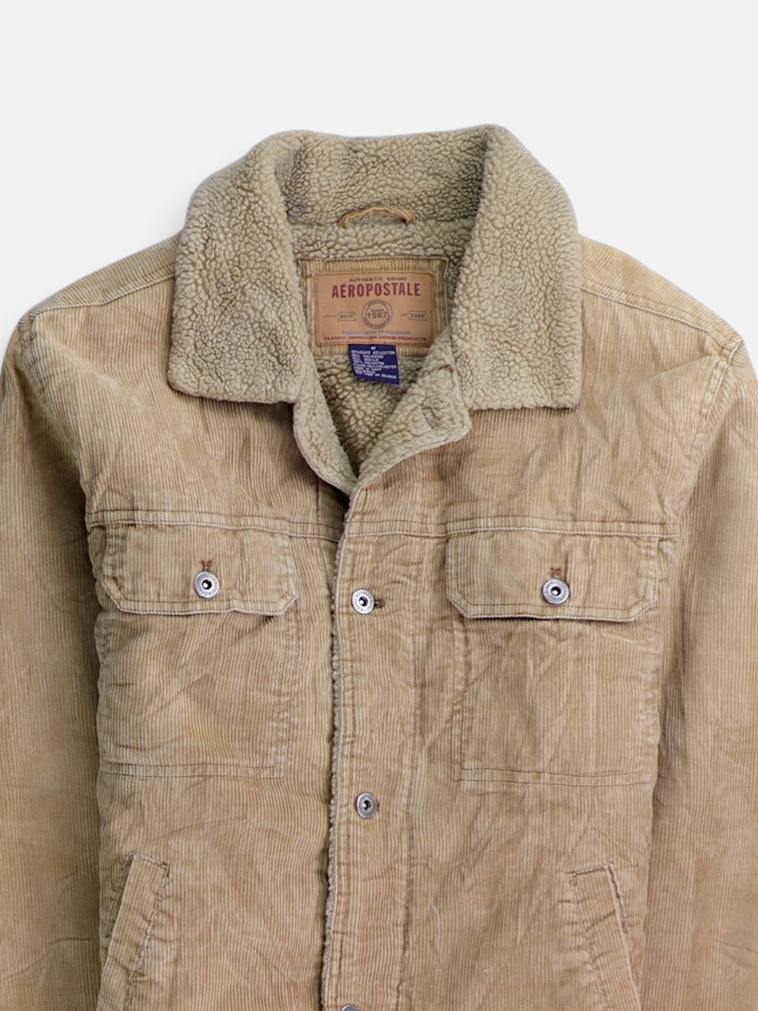 Aeropostale Chaqueta Sherpa Trucker Corduroy - Hombre - Medium