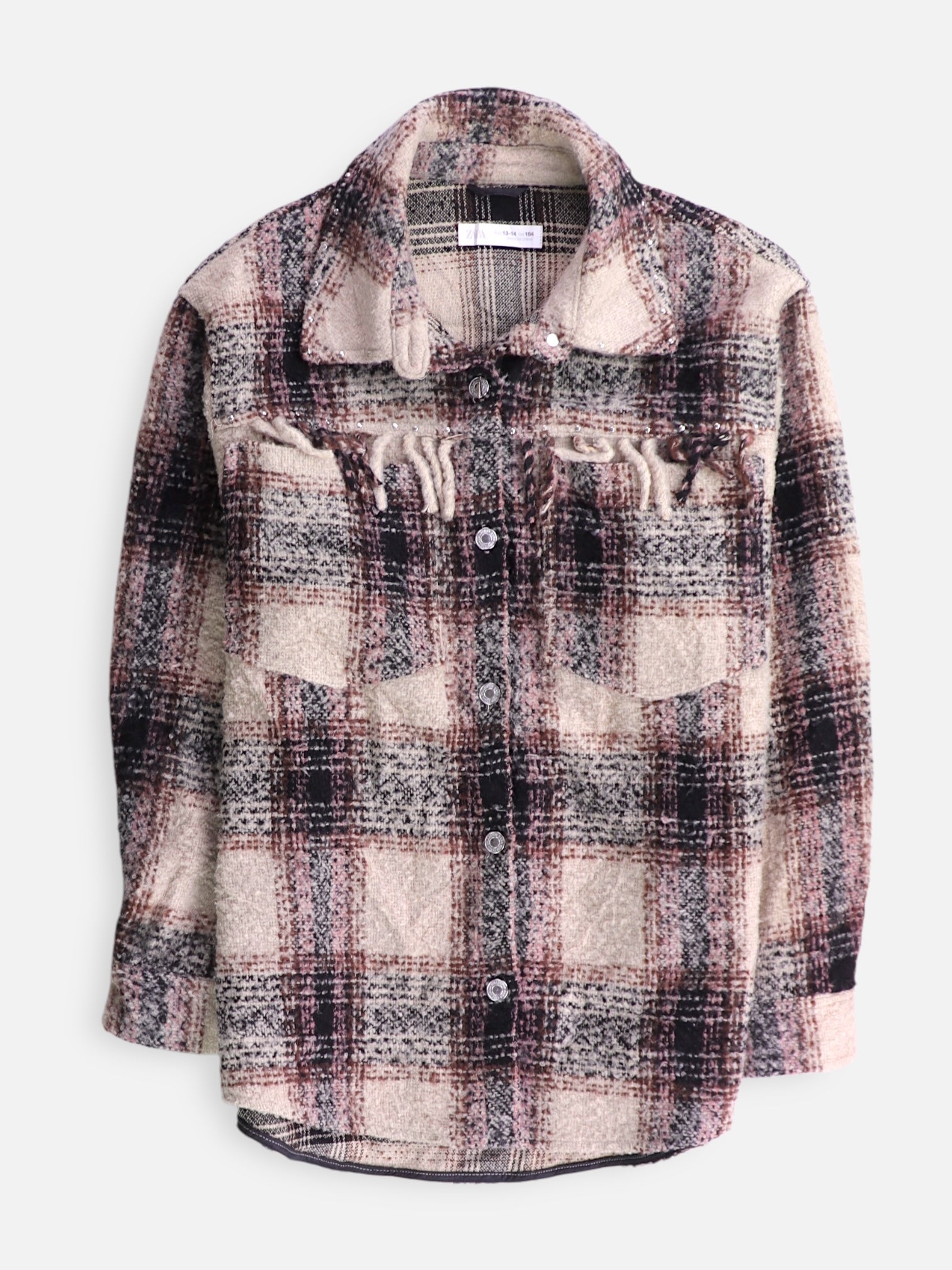 ZARA Chaqueta Sobrecamisa Color Block - Mujer - 13-14