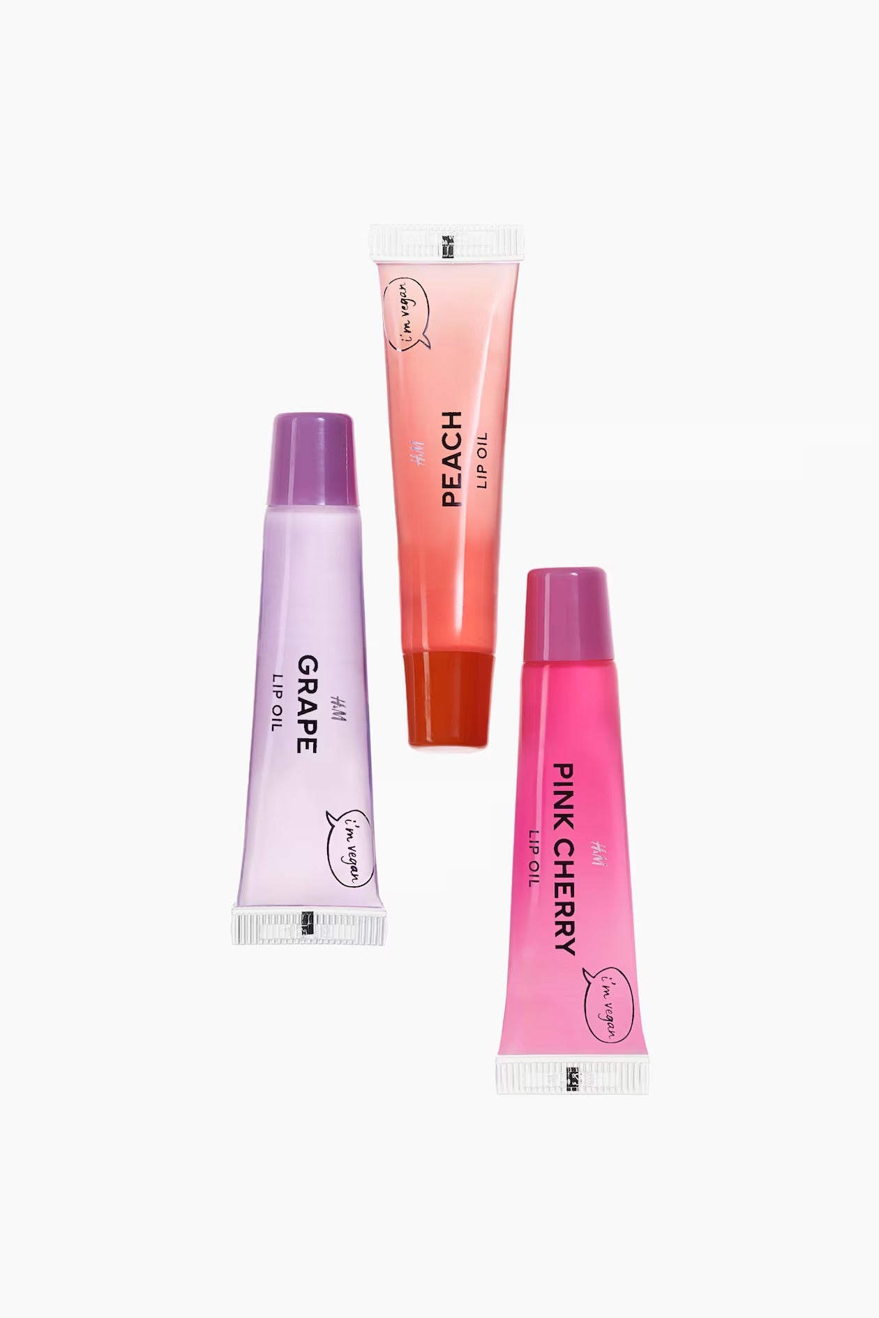 H&M Beauty Lip Oil 3 Pack Flavor: Cherry - Peach - Grape - 24.6 ml