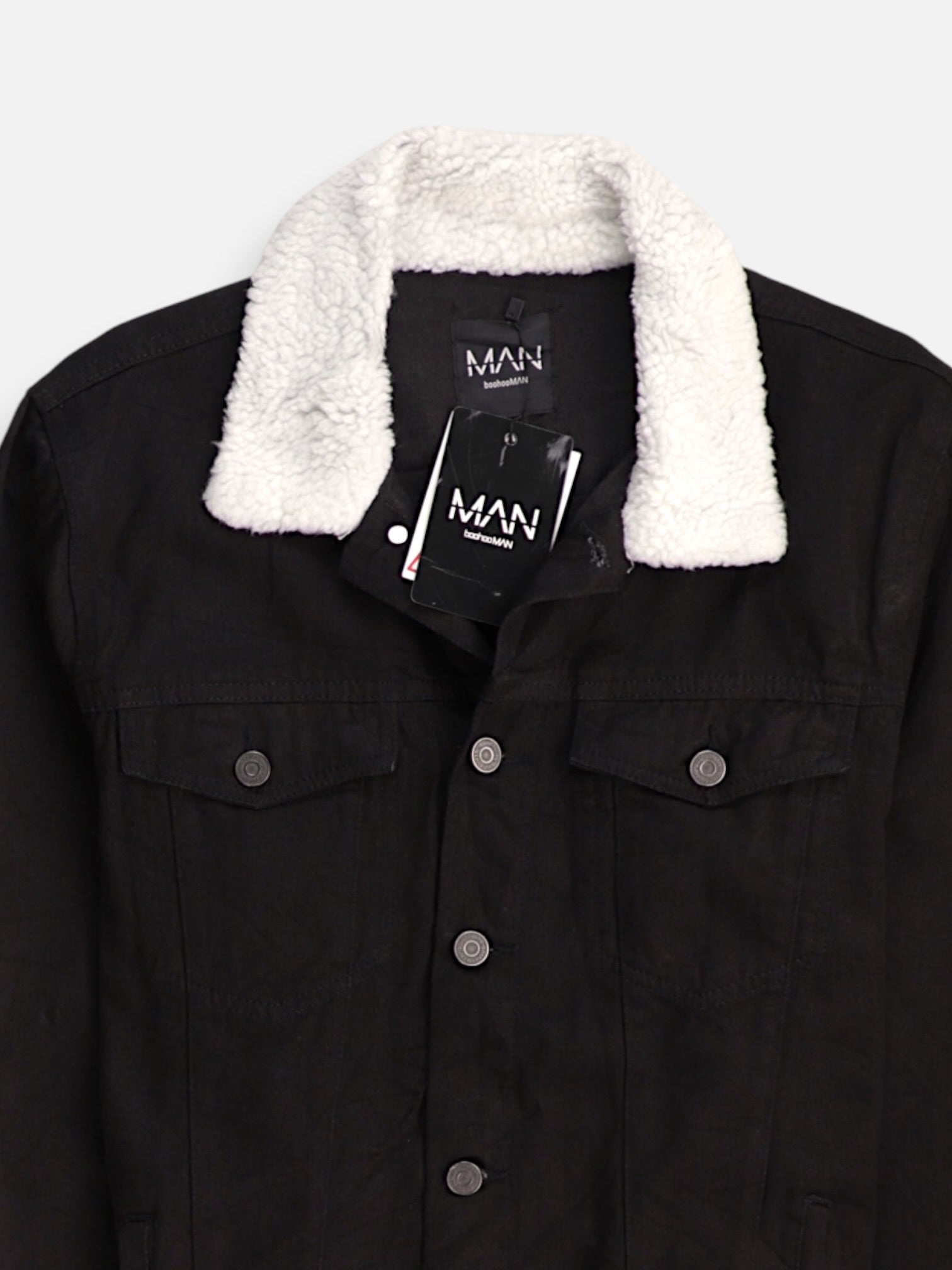 boohooman Chaqueta Sherpa Trucker Denim - Hombre - Large