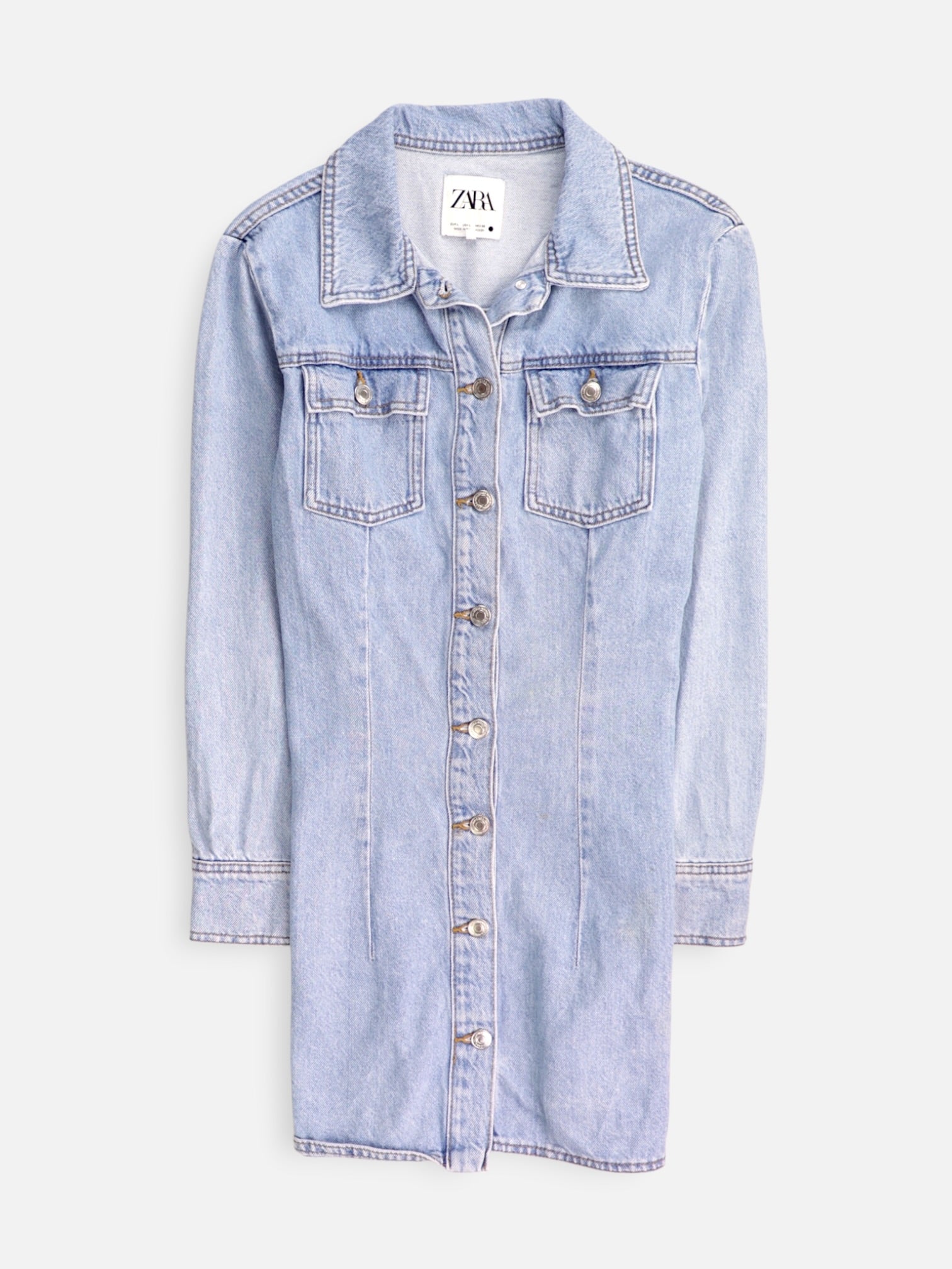 ZARA Chaqueta Denim  Largo - Mujer - Large