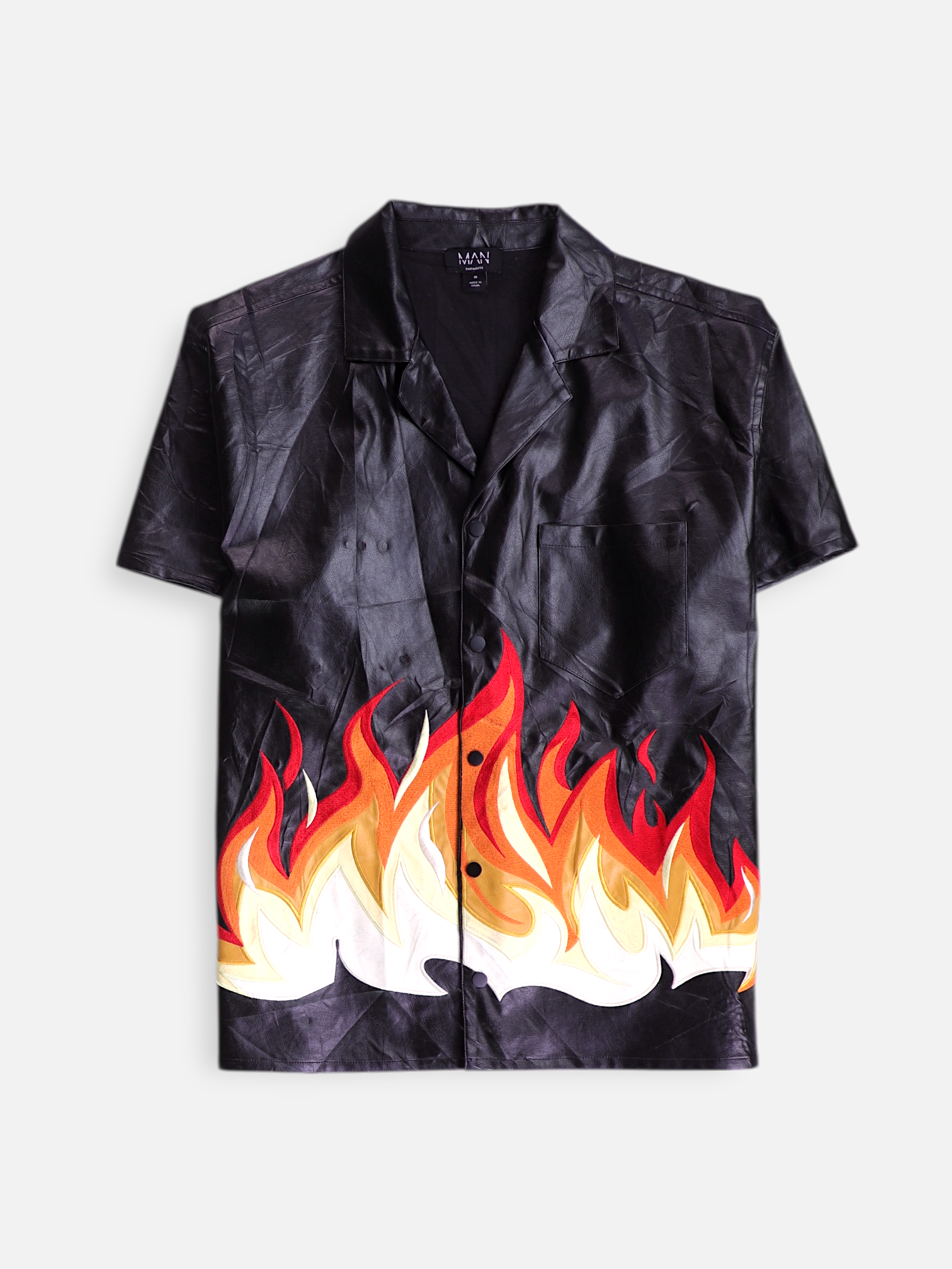 boohooman Camisa Cuero - Hombre - Medium