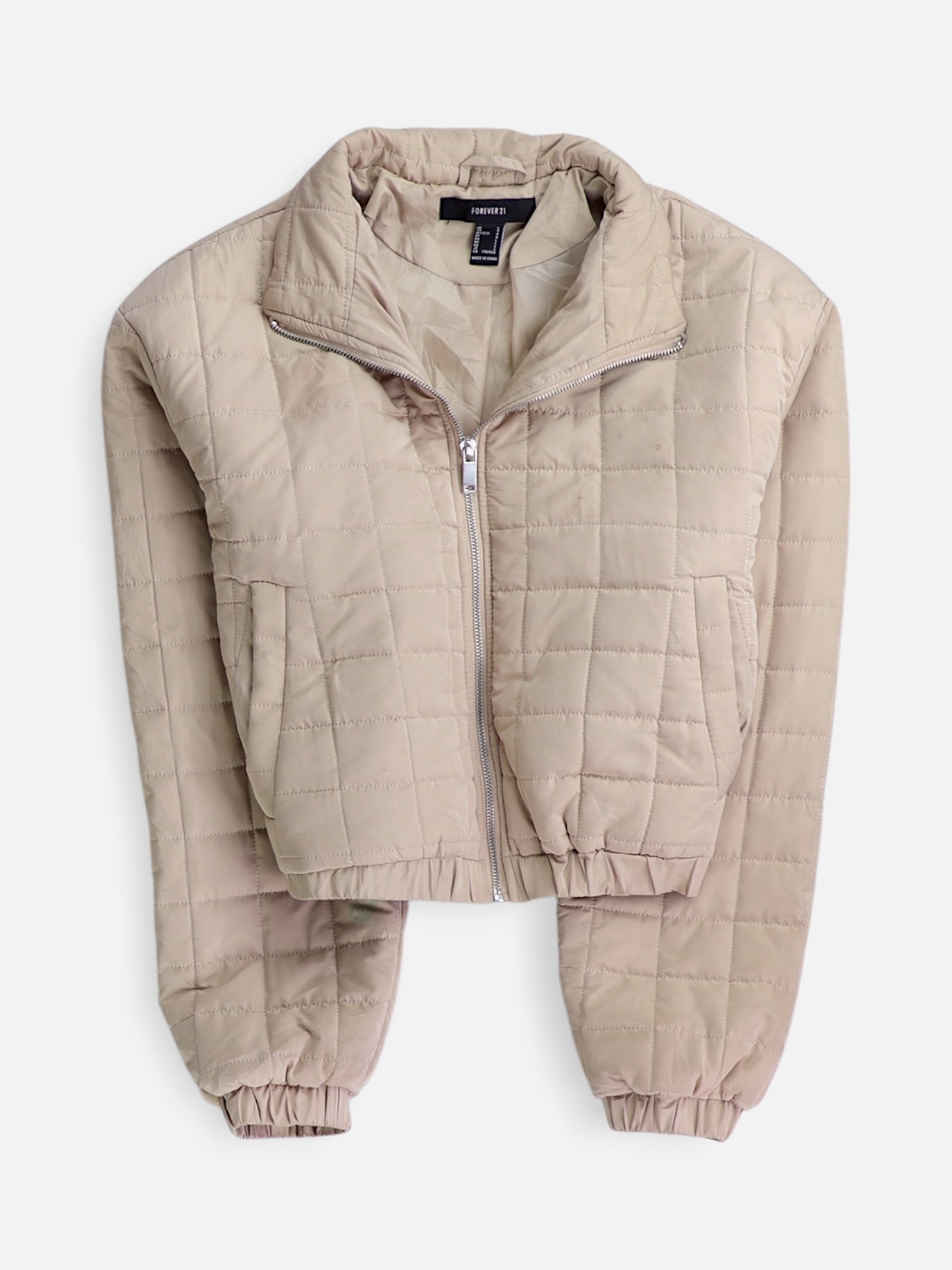 Forever 21 Chaqueta Puffer Crop Top - Mujer - Large