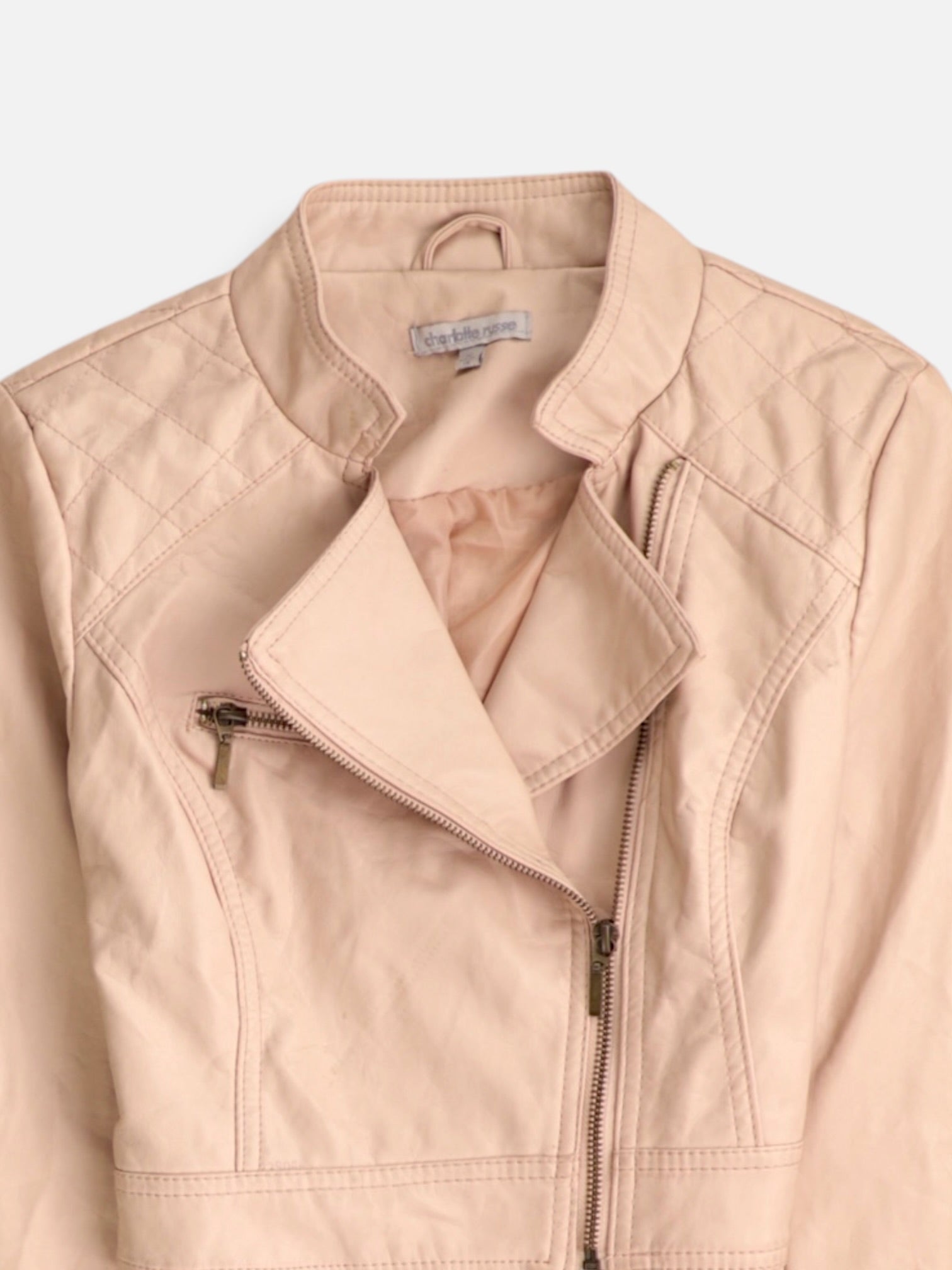 Charlotte Russe  Chaqueta Cuero Crop Top - Mujer - Small