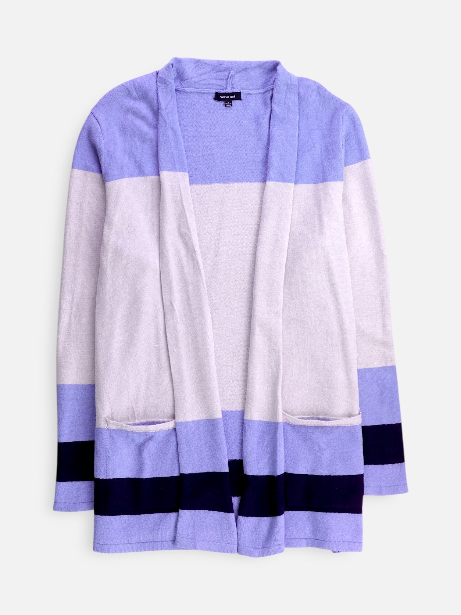 Sueter Cardigan Color Block - Mujer - Large