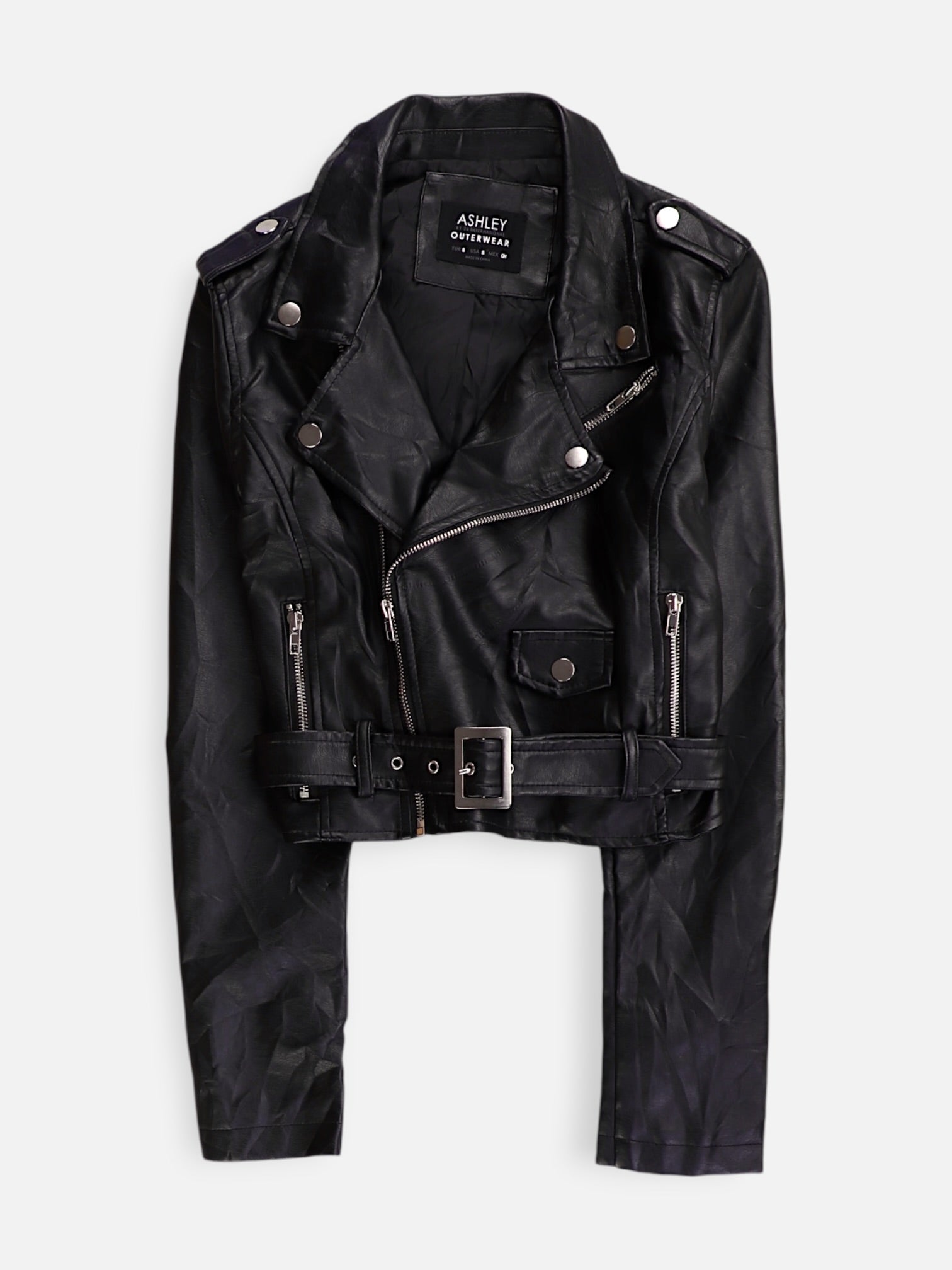Chaqueta Cuero Crop Top - Mujer - Small