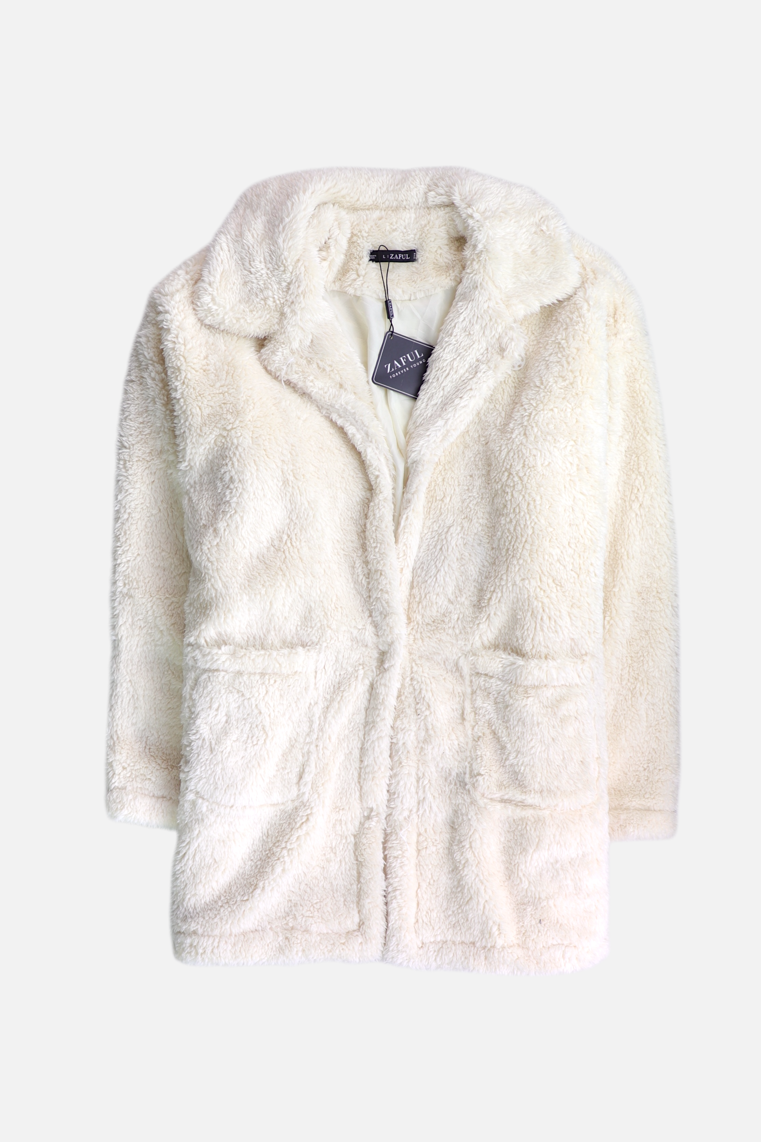 Zaful Abrigo Casual Teddy - Mujer - Large