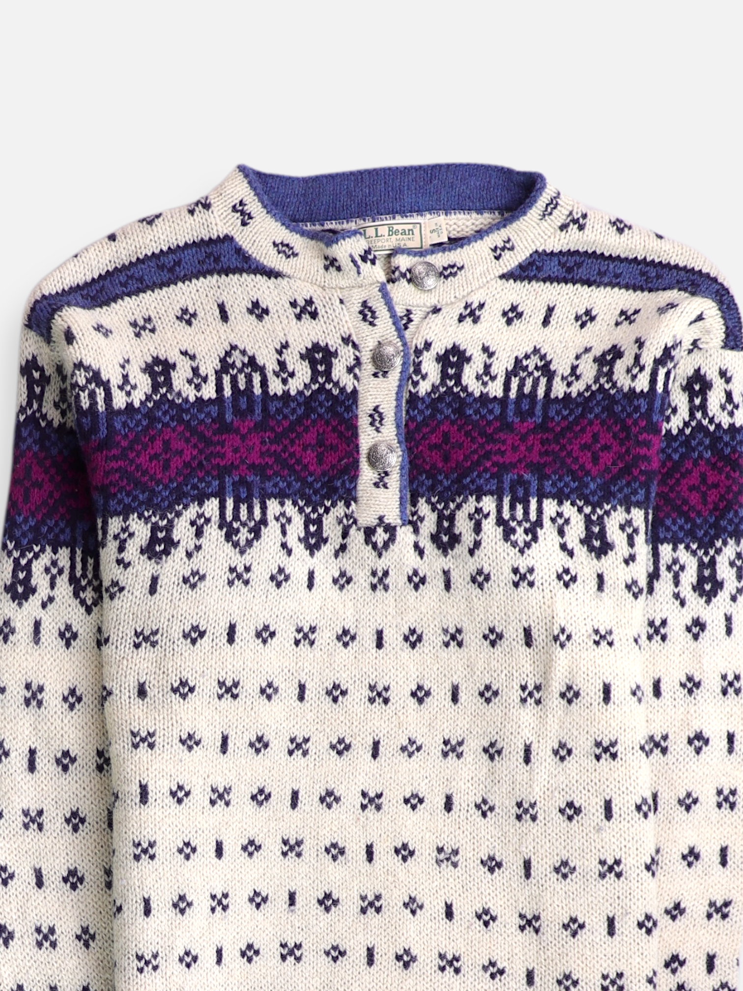 LL BEAN Sueter Fleece Color Block - Mujer - Small