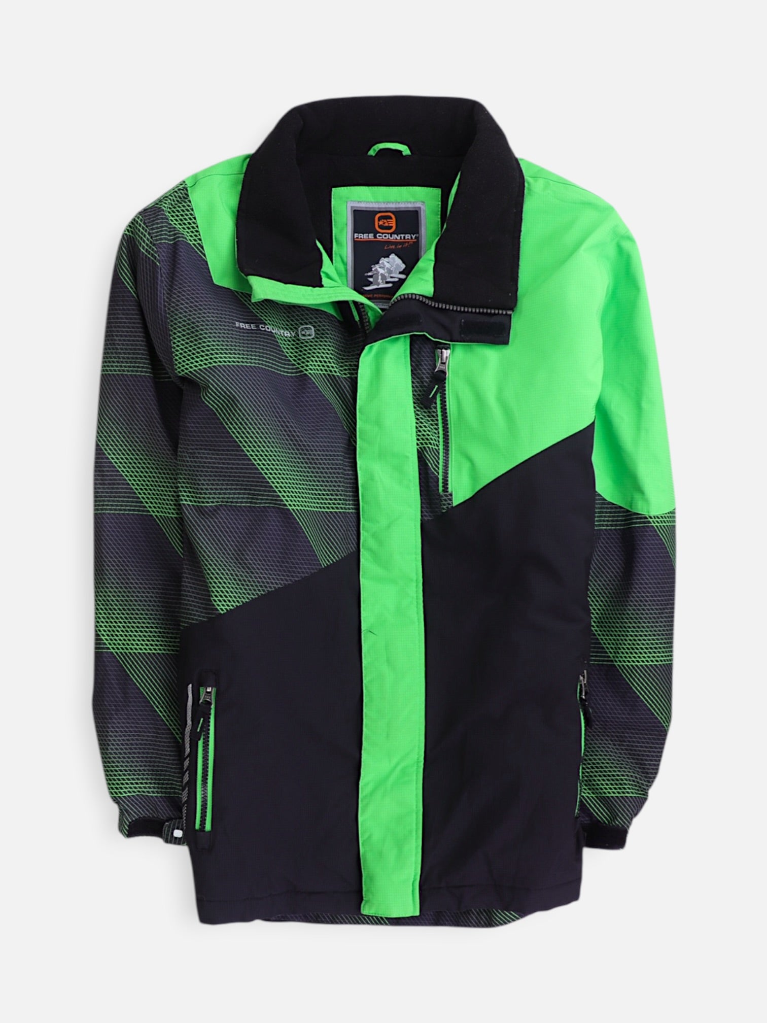 FREE COUNTY Chaqueta Impermeable Color Block - Niño - Large - 14-16Y (Años)