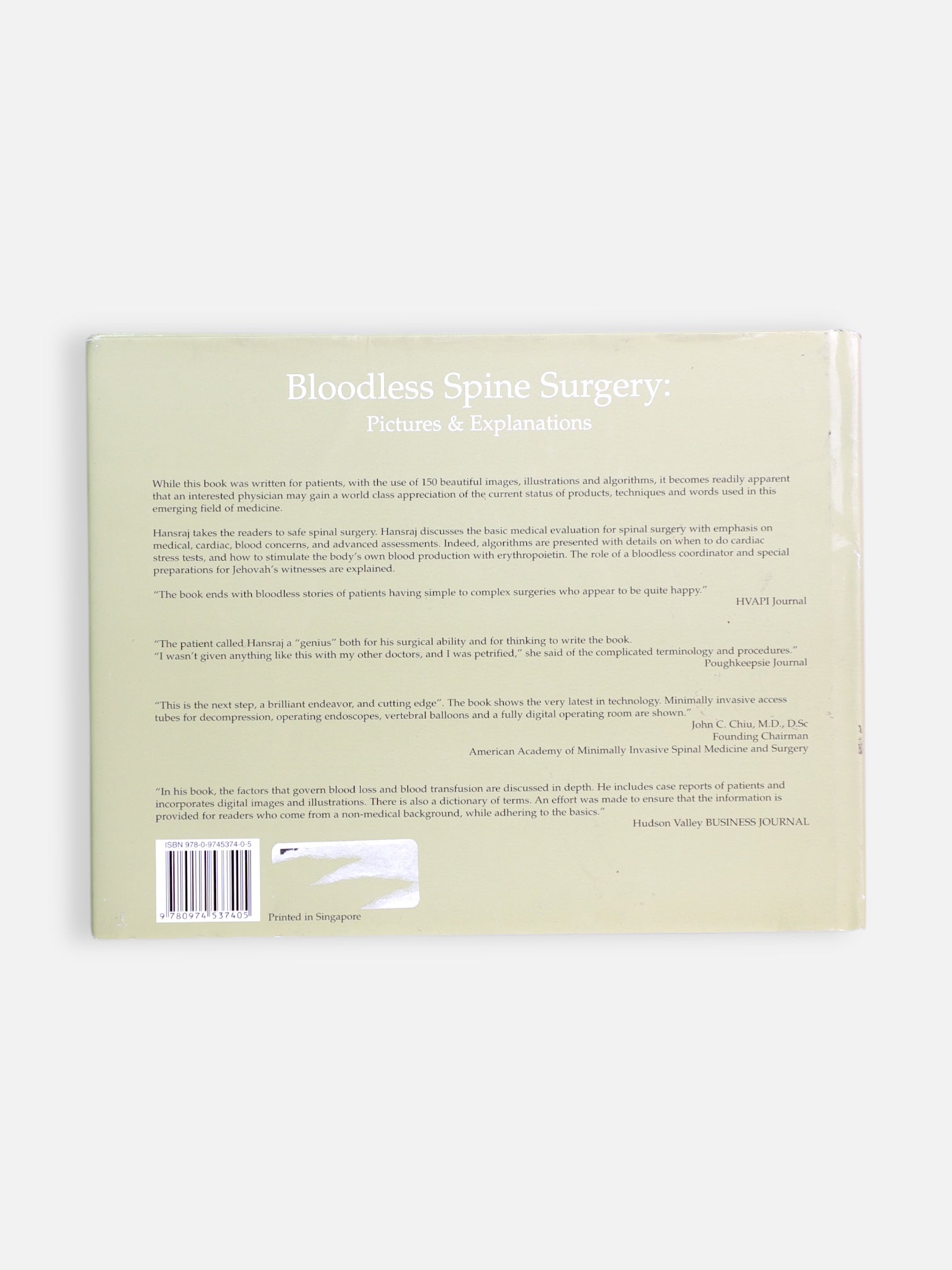 Libro BLOODLESS SPINE SURGERY by Kennetk k. Hansraj, M.D