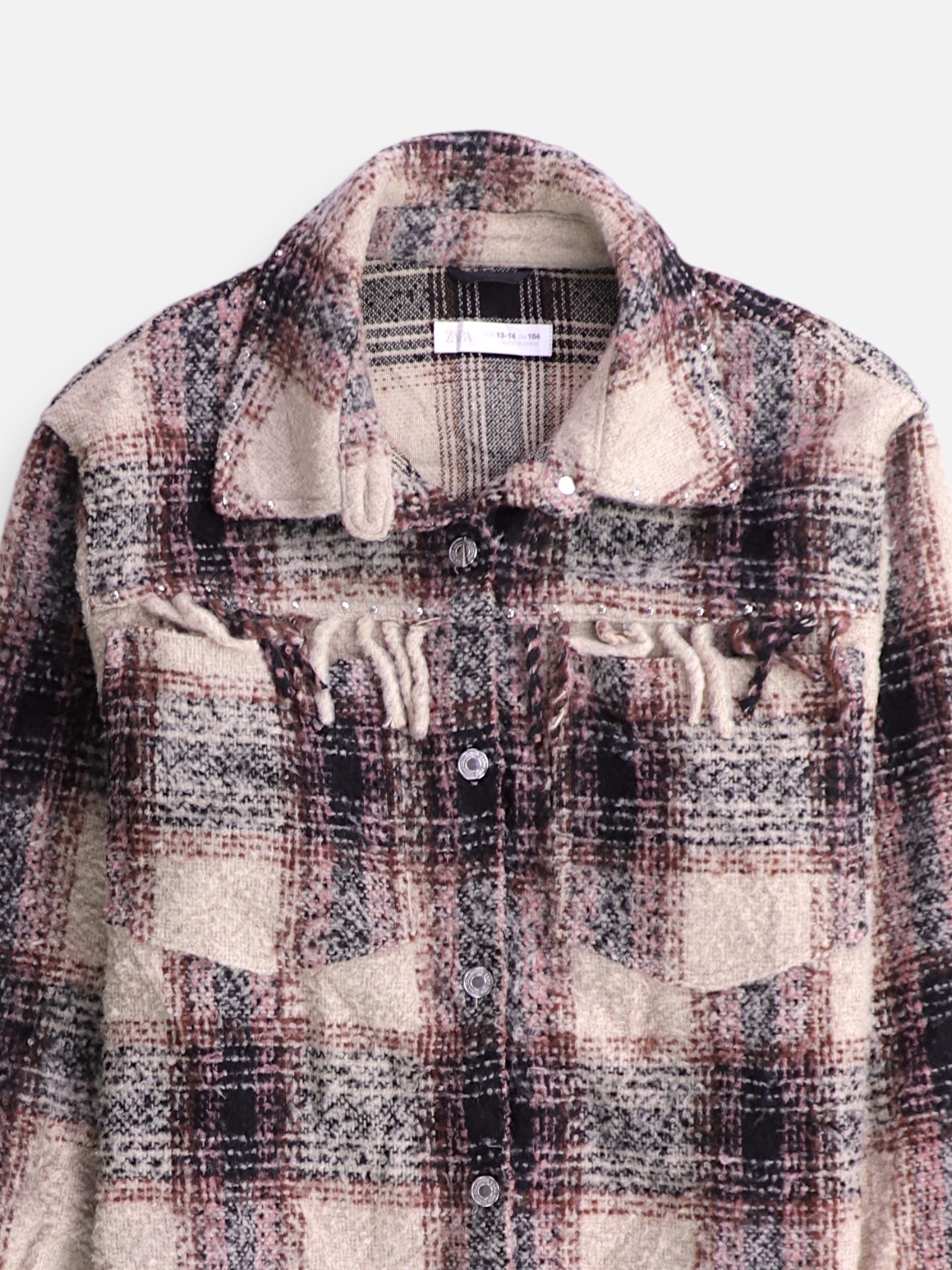 ZARA Chaqueta Sobrecamisa Color Block - Mujer - 13-14