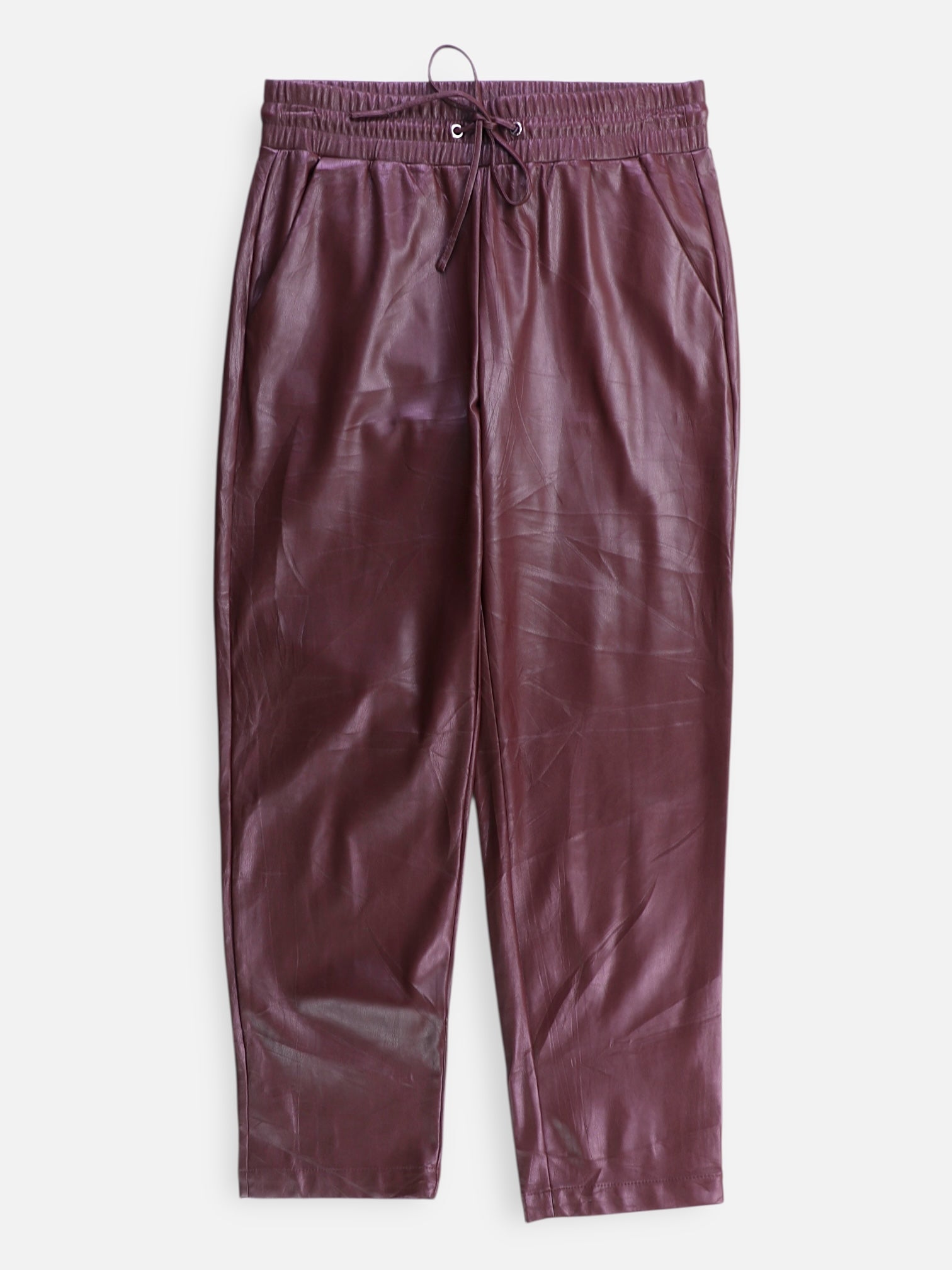 LOFT Pantalon Regular Fit Cuero - Mujer - Small
