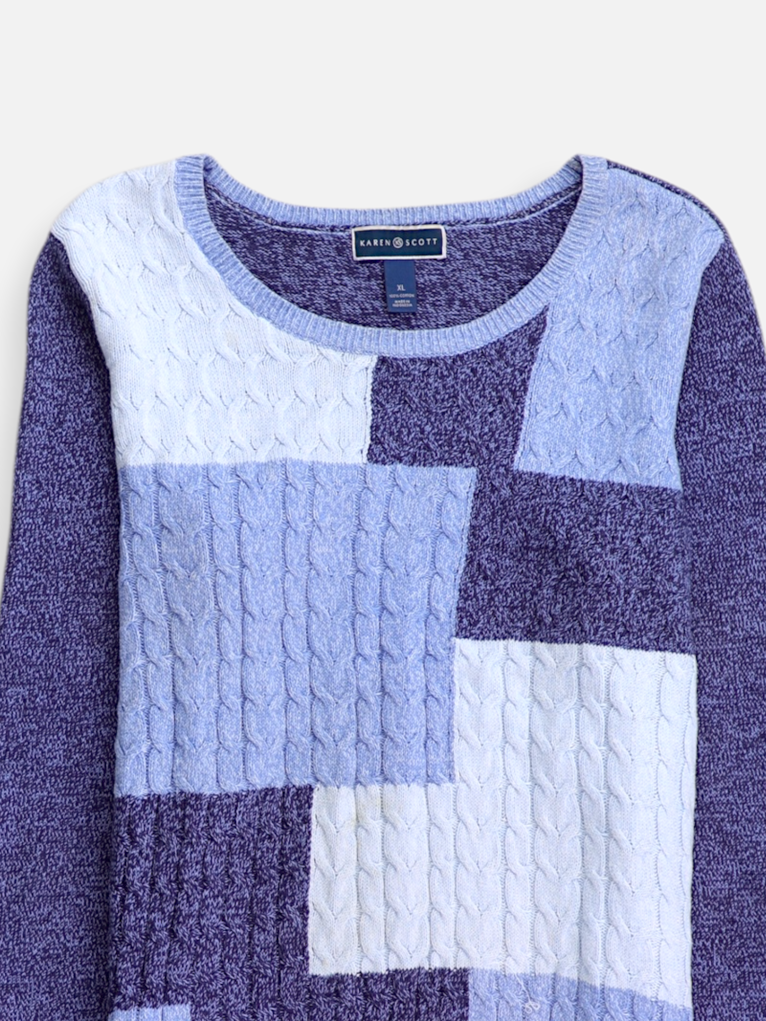KAREN SCOTT Sueter basic Color Block - Mujer - XL