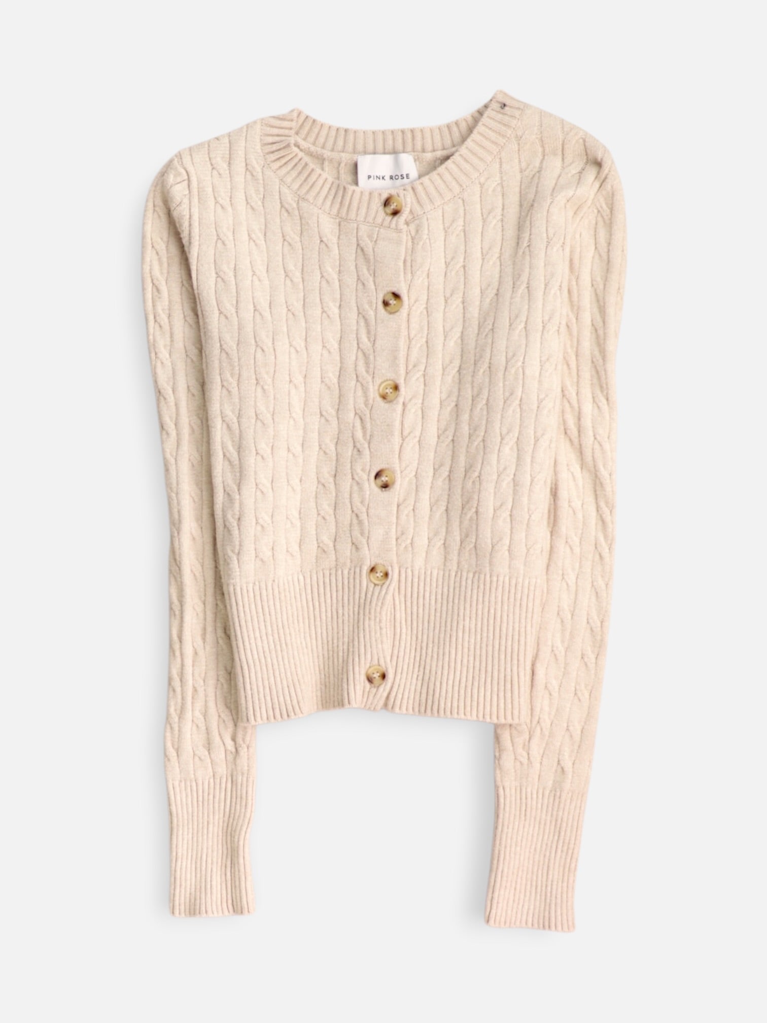 Pink Rose Sueter Cardigan Crop Top - Mujer - Large