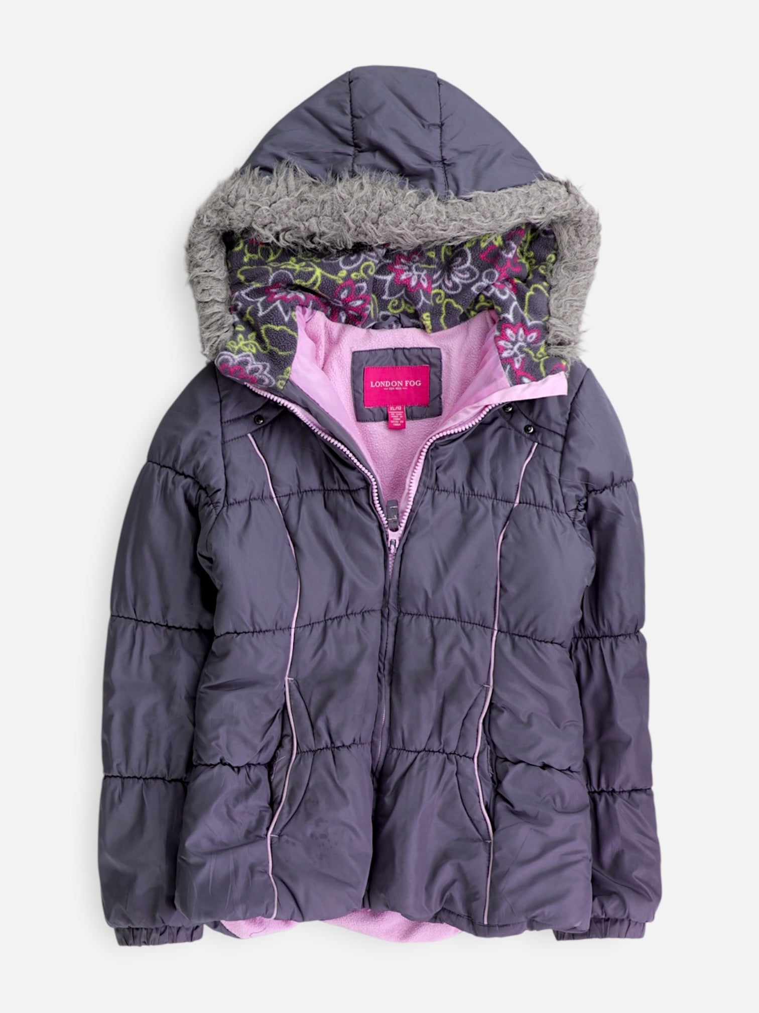 LONDON FOG Chaqueta Puffer Impermeable - Niña - XL - 10-12Y (Años)