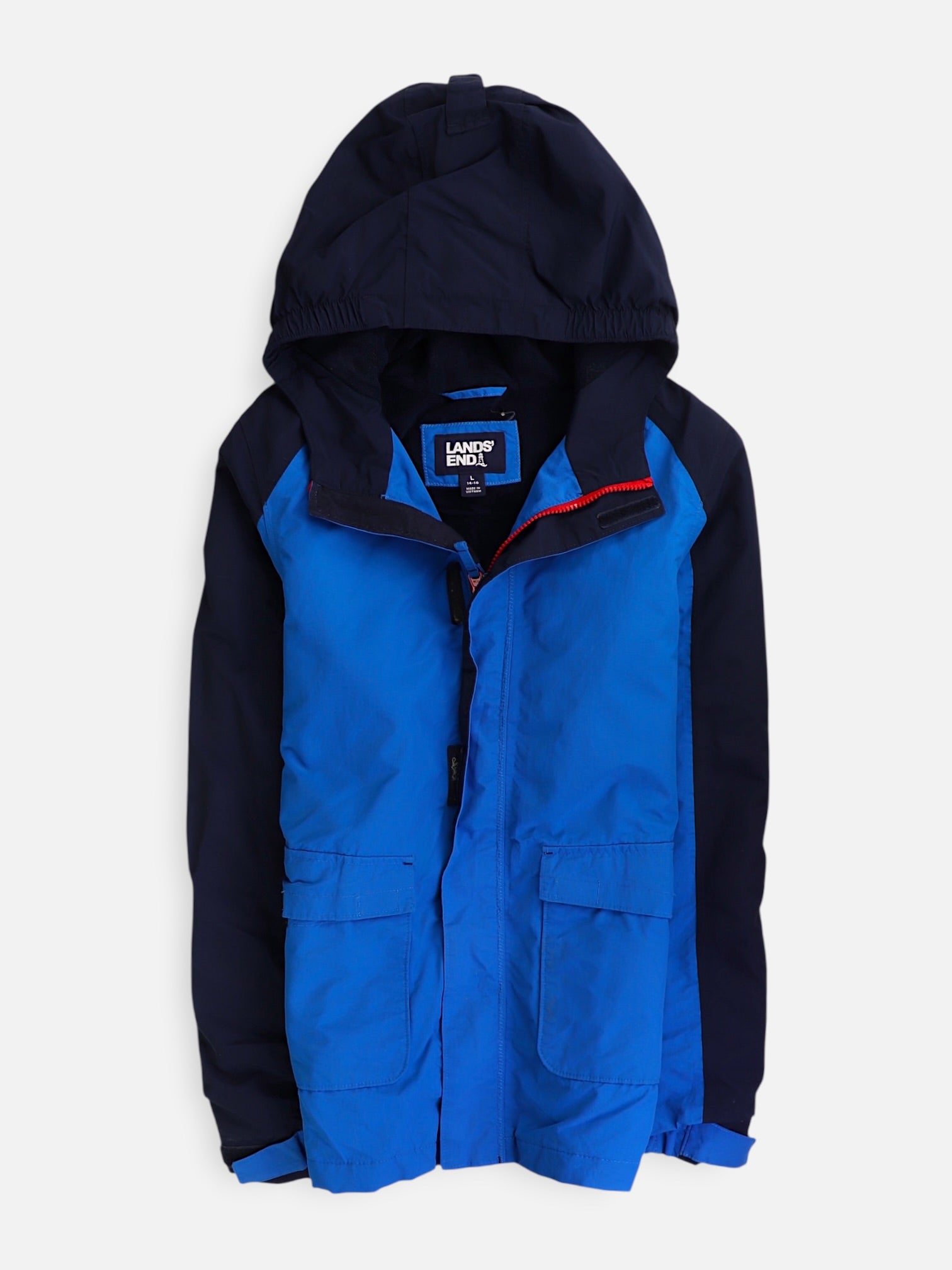 LANDS END Chaqueta Impermeable Color Block - Niño - Large - 14-16Y (Años)