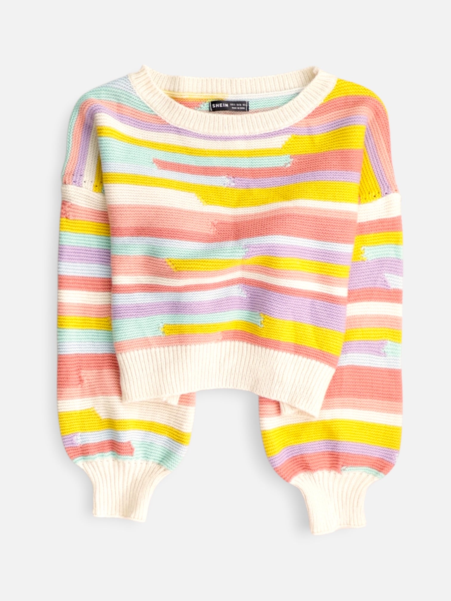 SHEIN Sueter Knit Color Block - Mujer - Small
