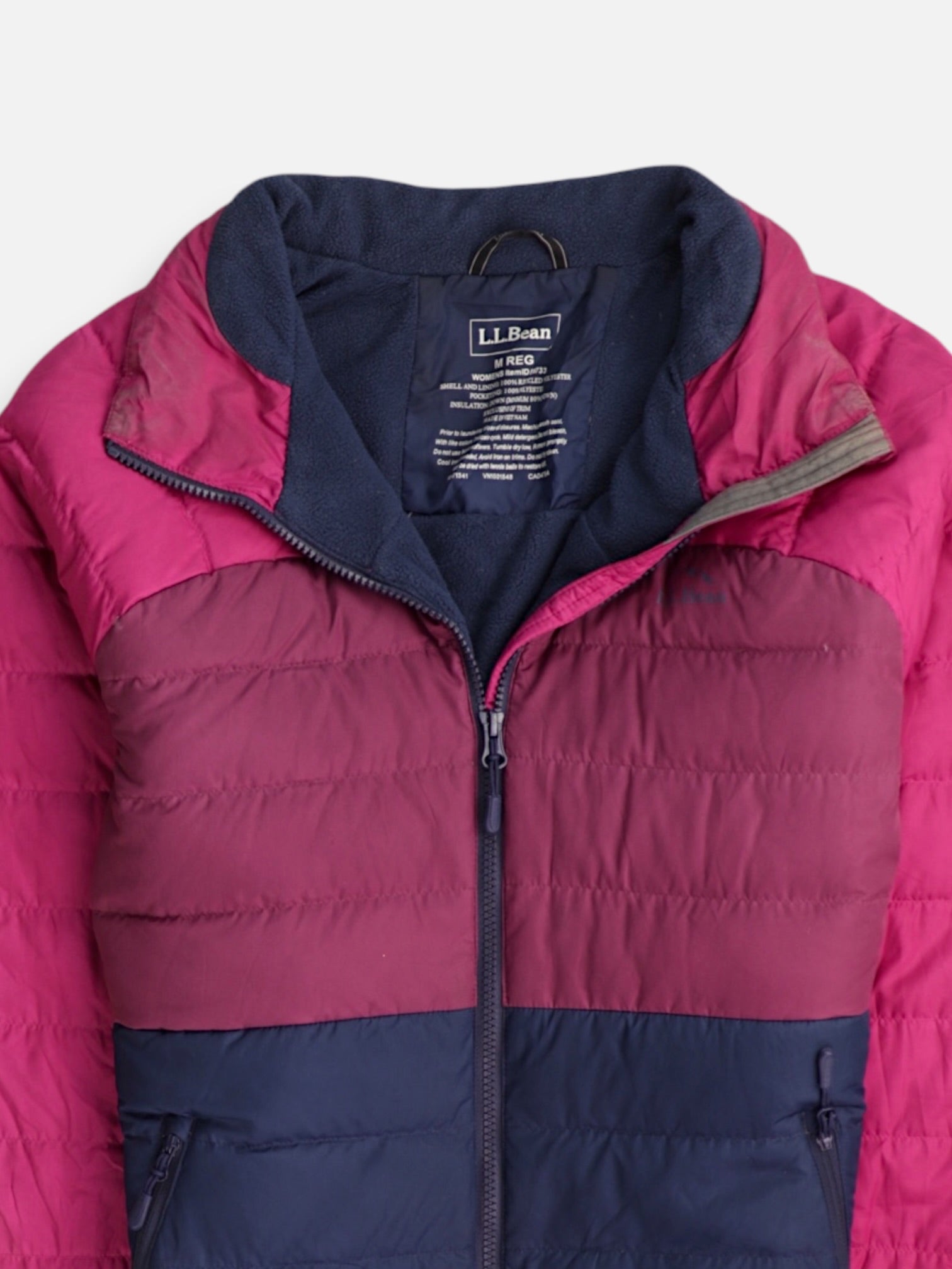 LL BEAN Chaqueta Puffer Color Block - Mujer - Medium