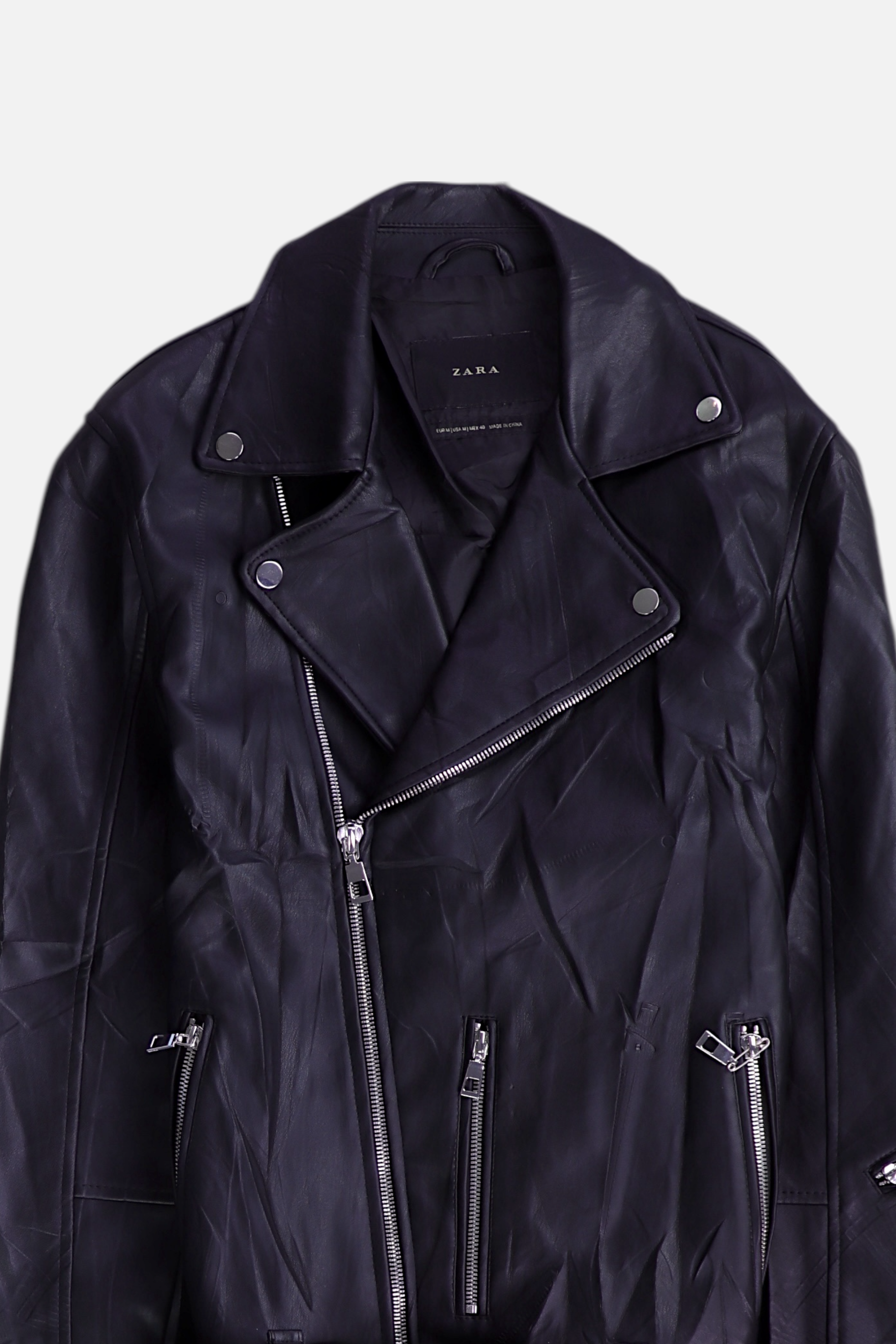 ZARA Chaqueta Motera Cuero - Hombre - Medium