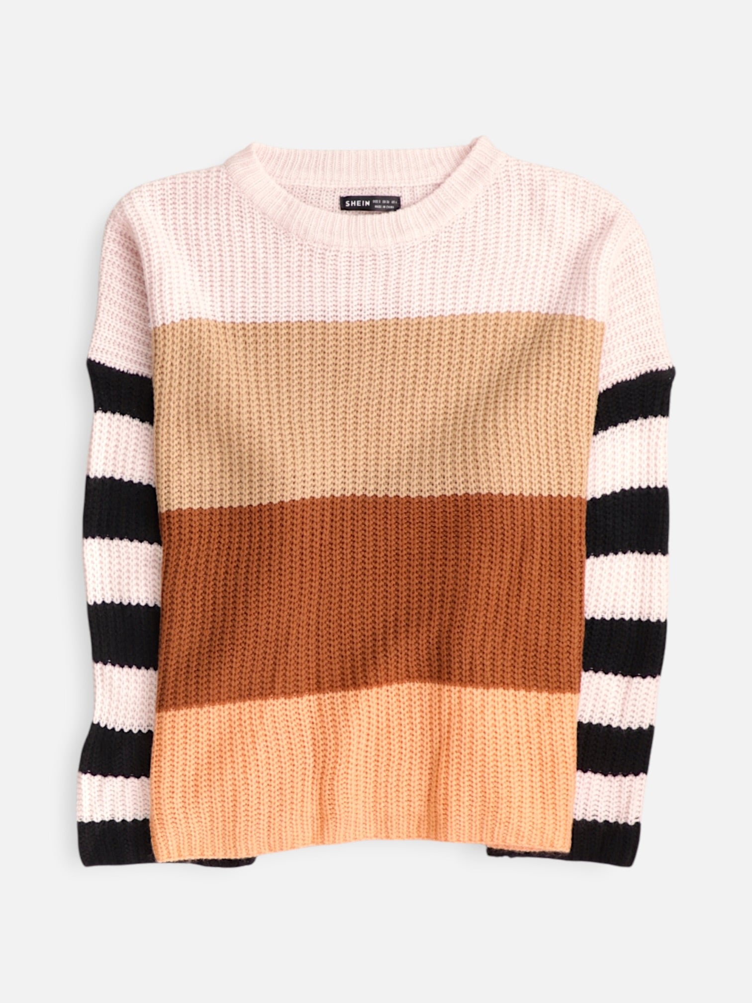 SHEIN Sueter Knit Color Block - Mujer - Small