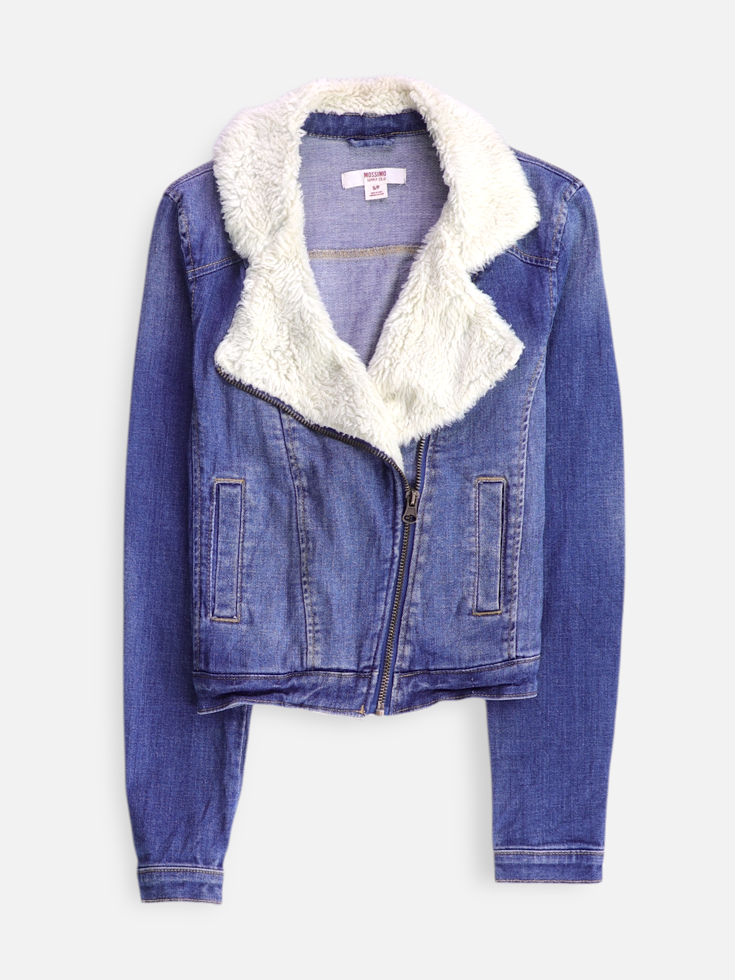 Mossimo Chaqueta Sherpa Trucker Denim - Mujer - Small