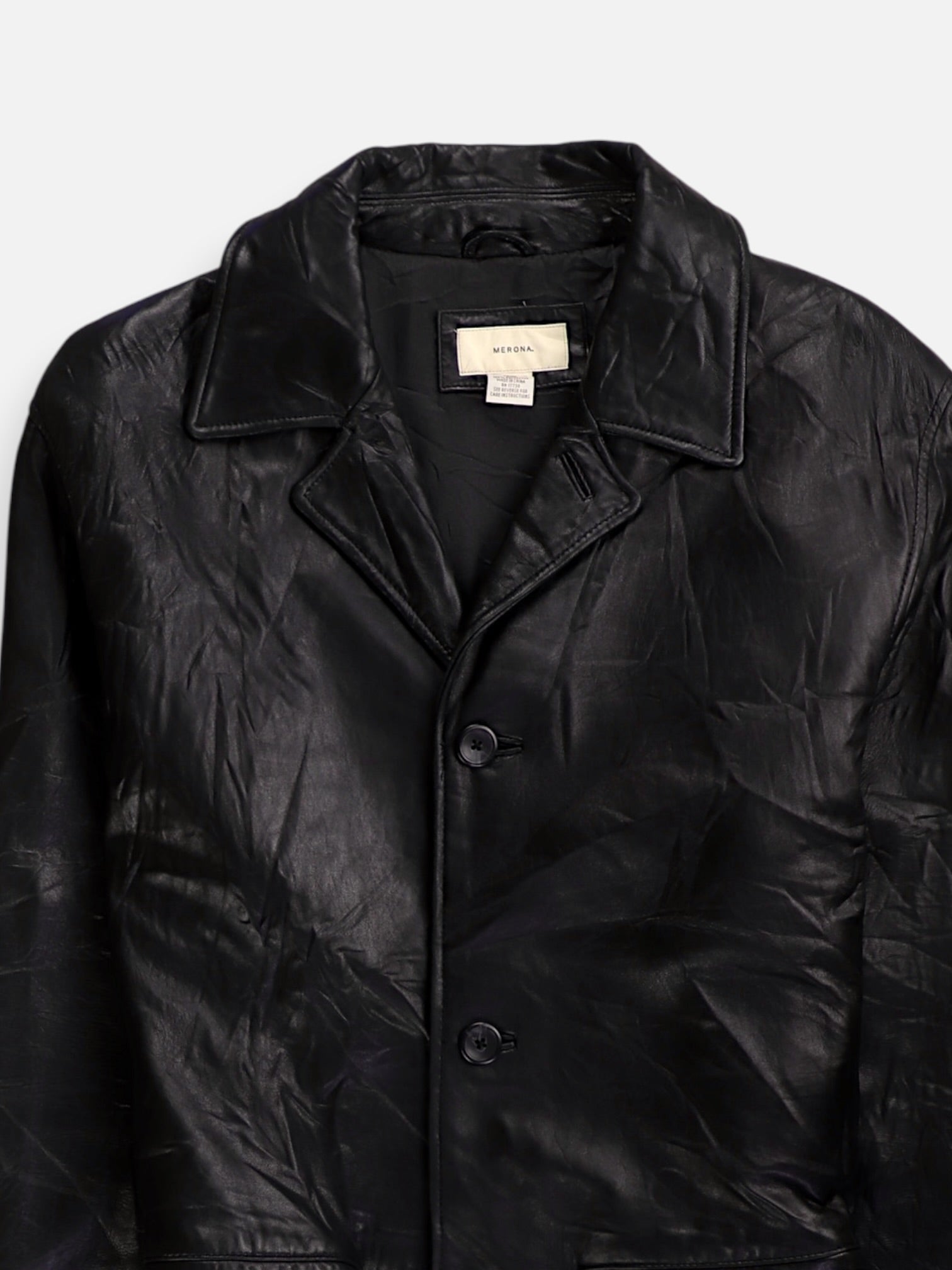 MERONA Chaqueta Cuero Basic - Hombre - Medium