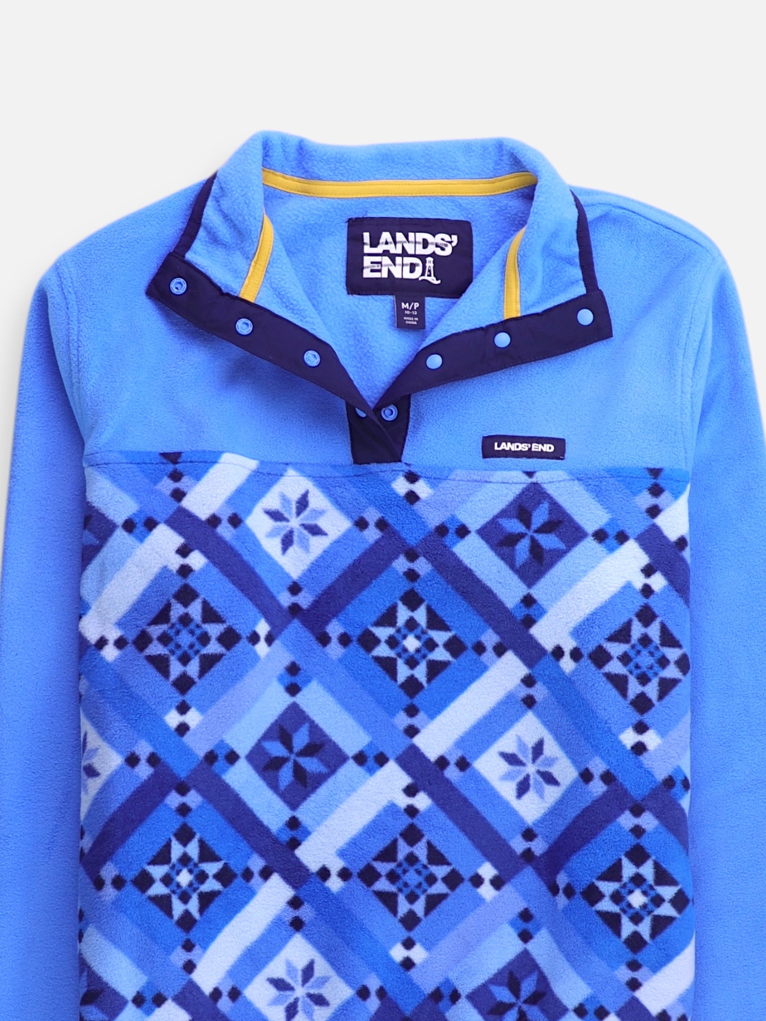 LANDS END Sueter Fleece Color Block - Niño - Medium - 10-12Y (Años)