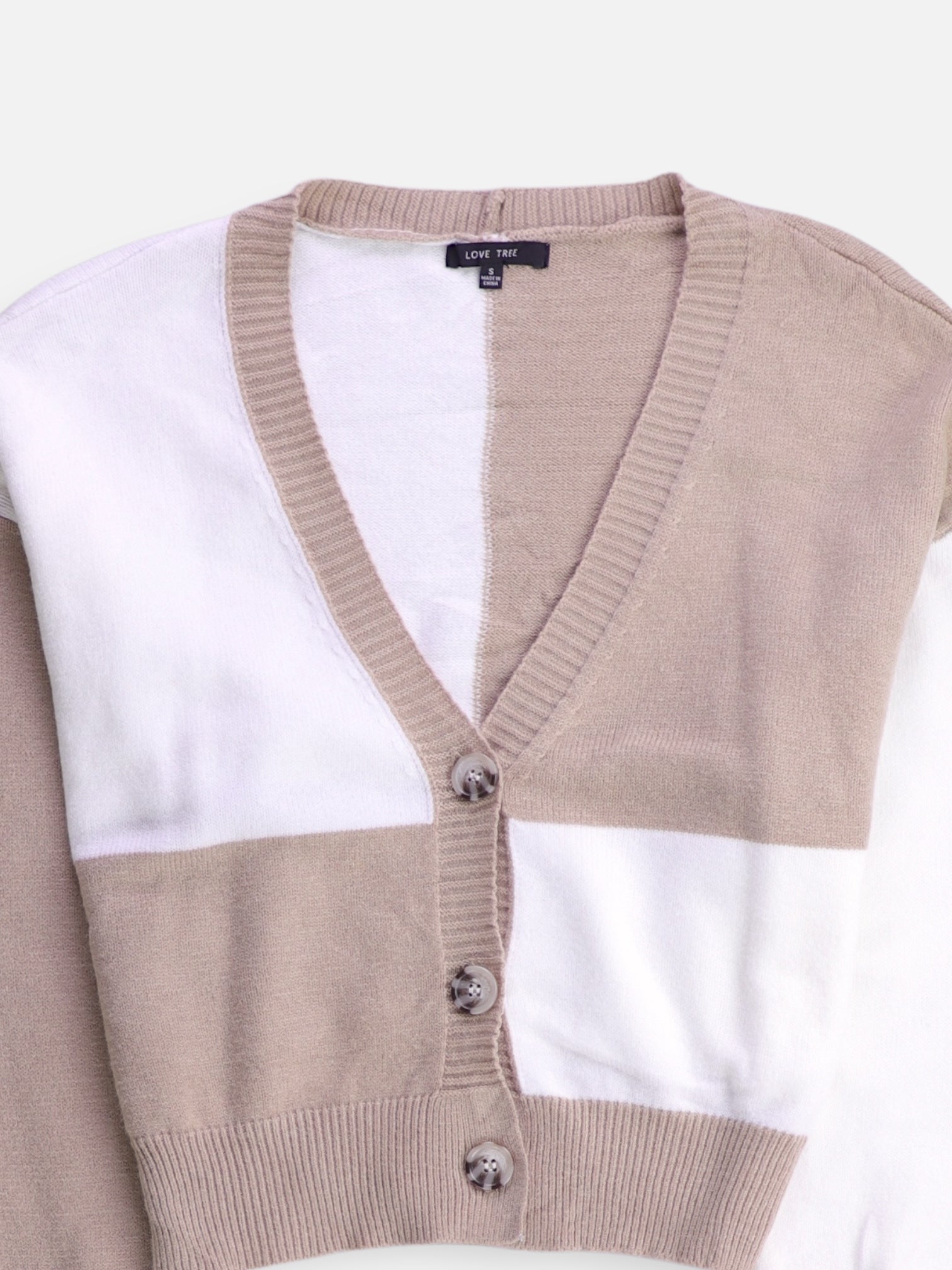 LOVE TREE  Sueter Cardigan Color Block - Mujer - Small