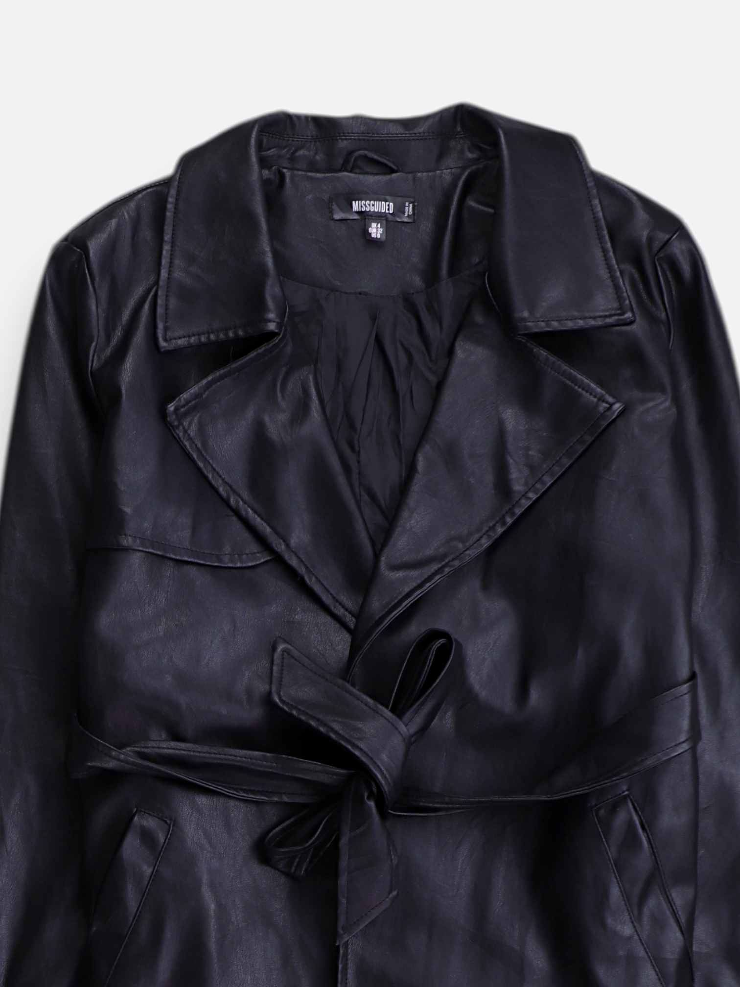 MISSGUIDED Abrigo Trench Coat Cuero - Mujer - 0