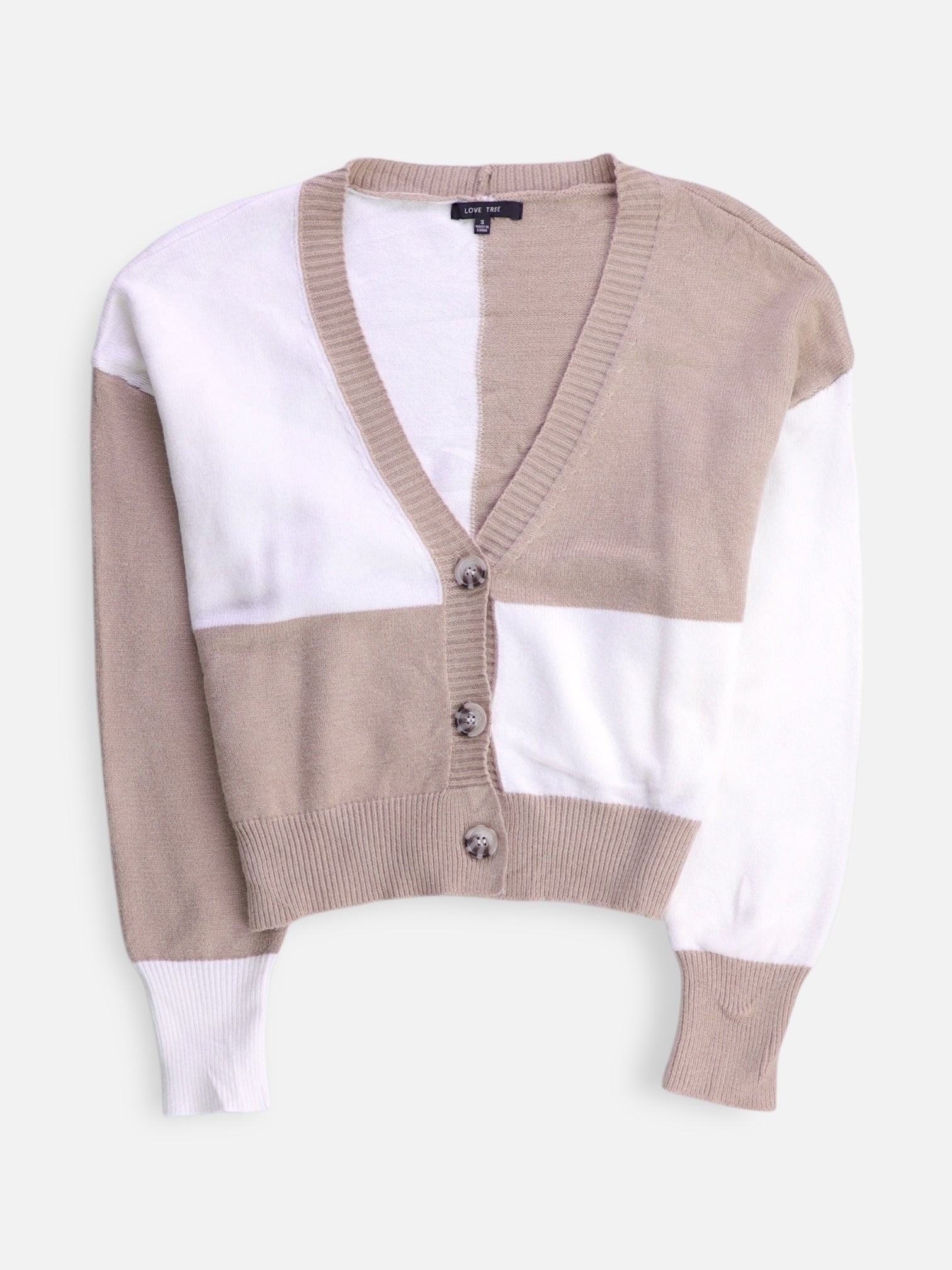 LOVE TREE  Sueter Cardigan Color Block - Mujer - Small