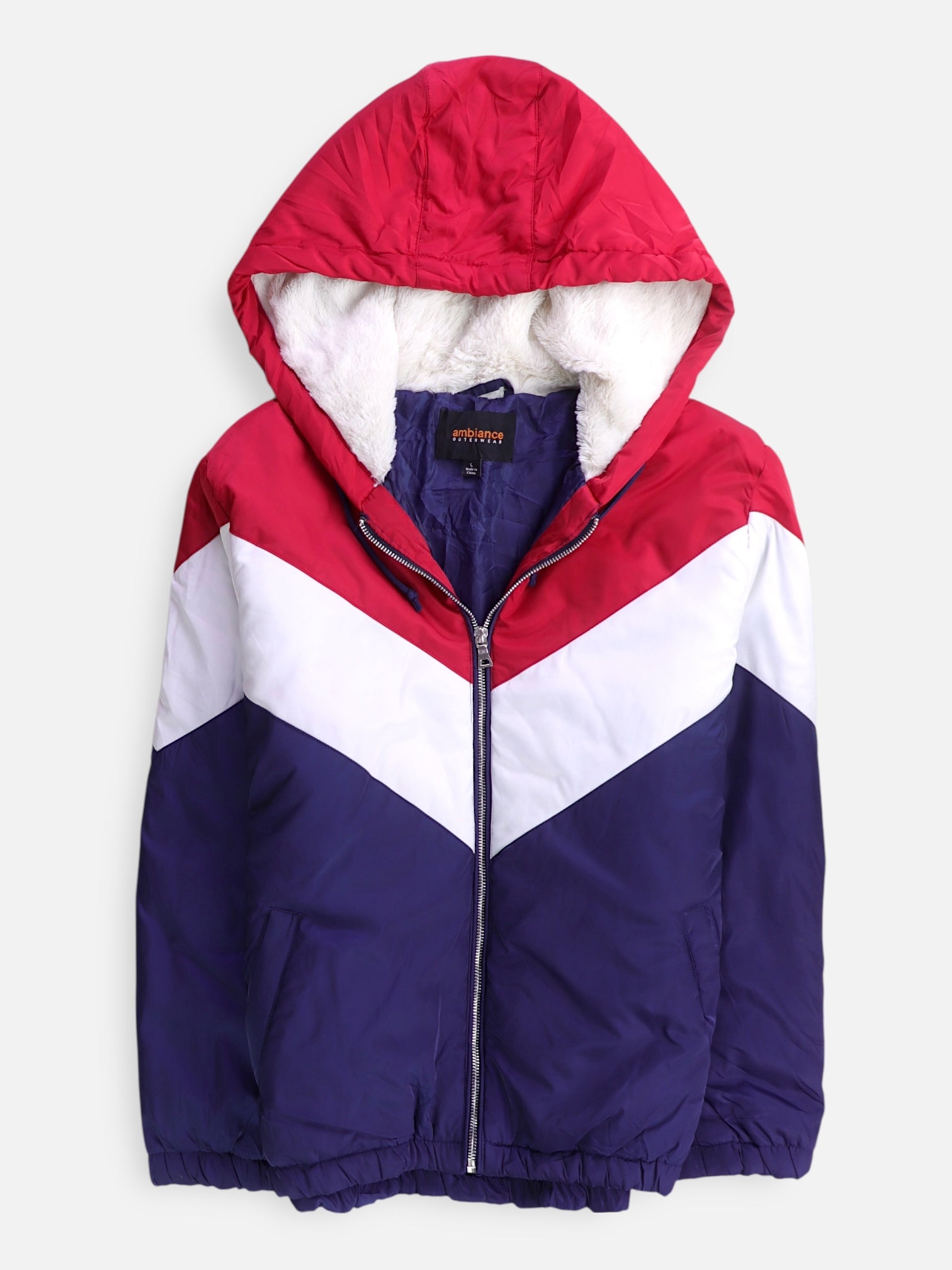 Chaqueta Impermeable Color Block - Mujer - Large
