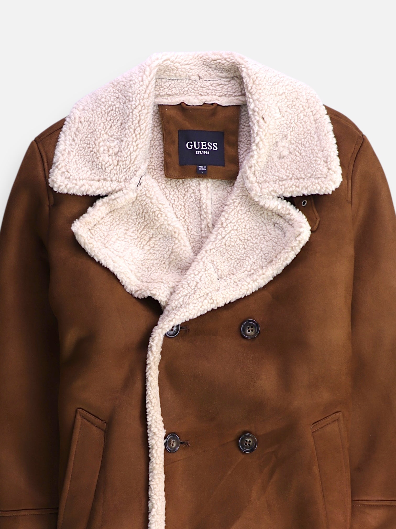 Guess Abrigo Donble breasted trench Suede - Mujer - Large