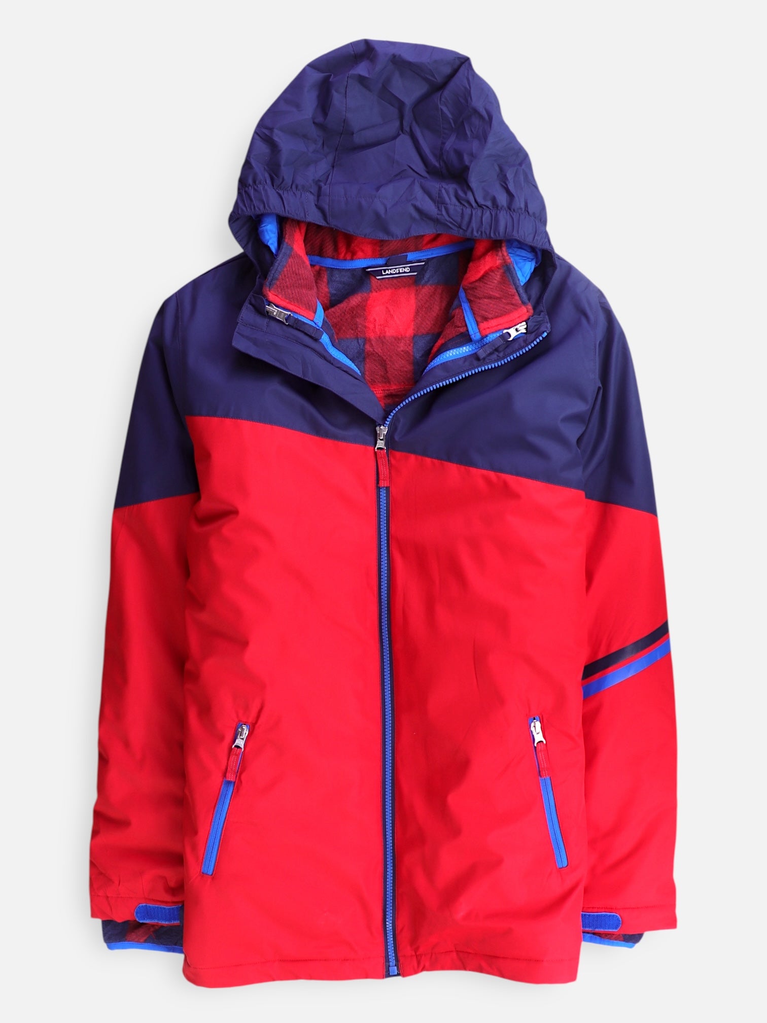 LANDS END Chaqueta Impermeable Color Block - Hombre - XL