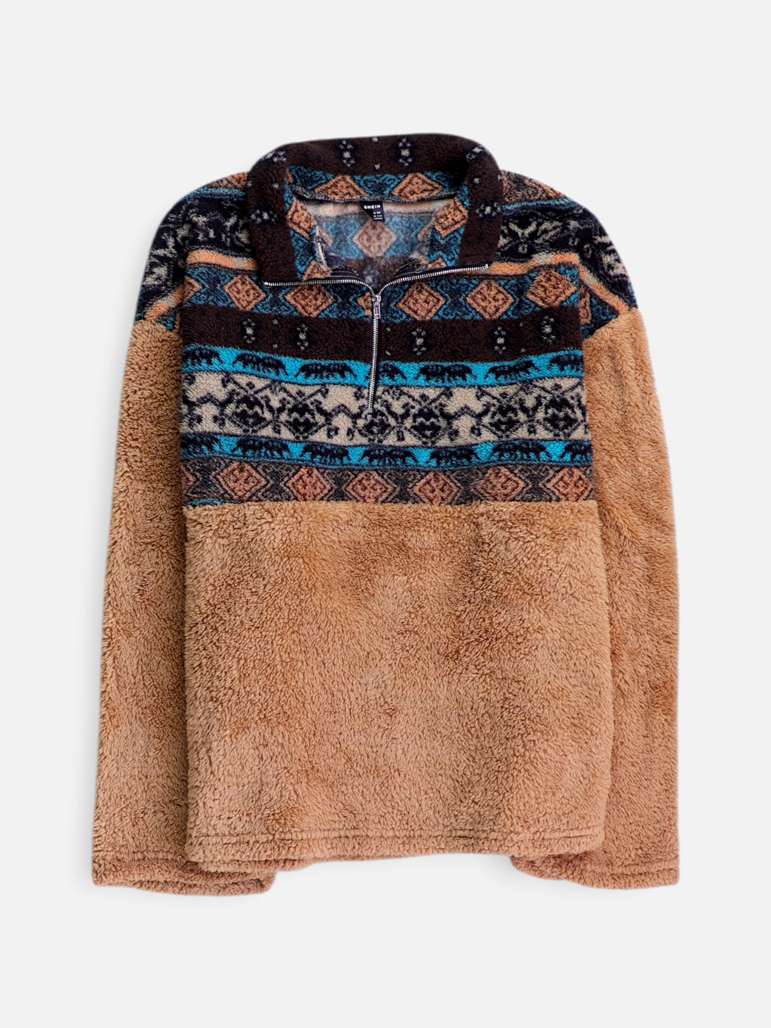 SHEIN Sueter Fleece Color Block - Hombre - Large