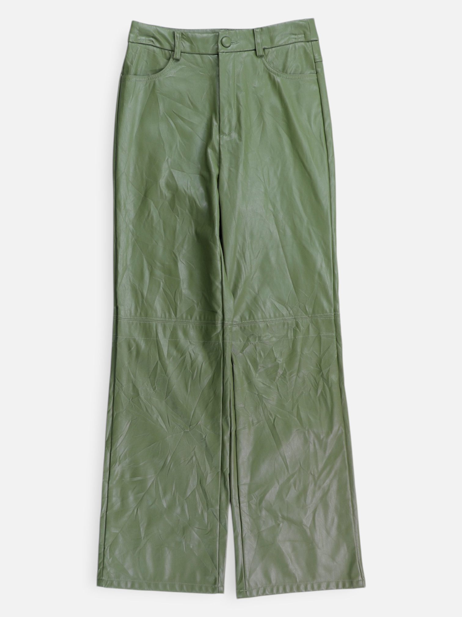 SHEIN Pantalon Regular Fit Cuero - Mujer - XS