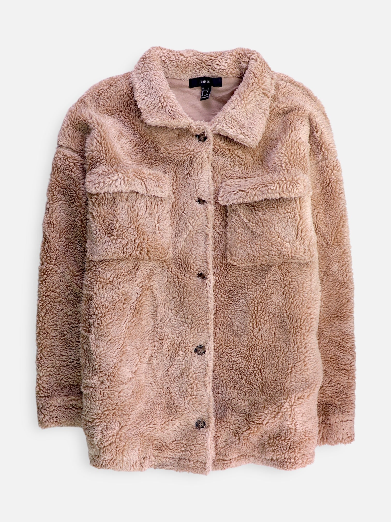 Forever 21 Chaqueta Casual Teddy - Mujer - Large