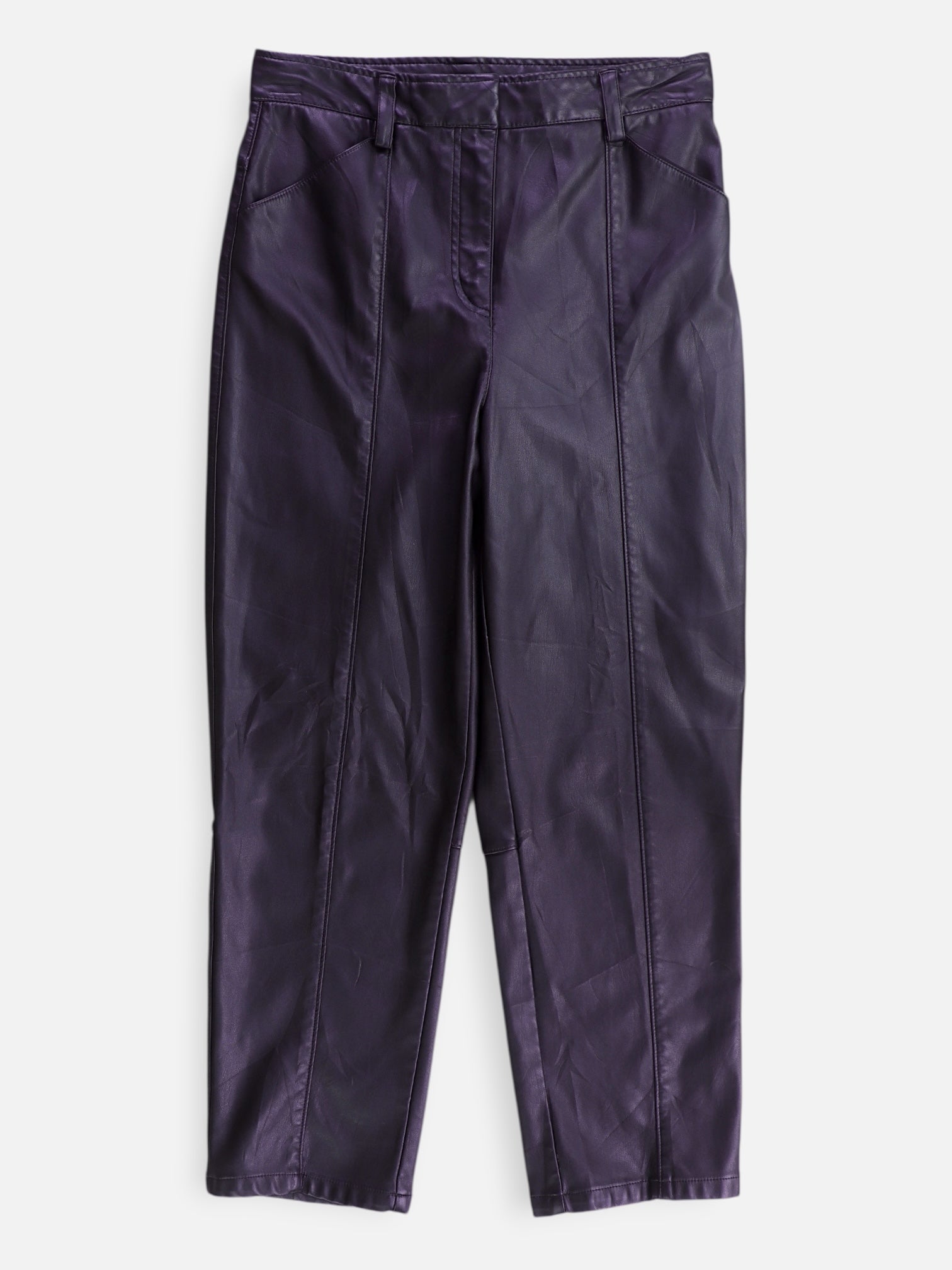 H&M Pantalon Regular Fit Cuero - Mujer - 8