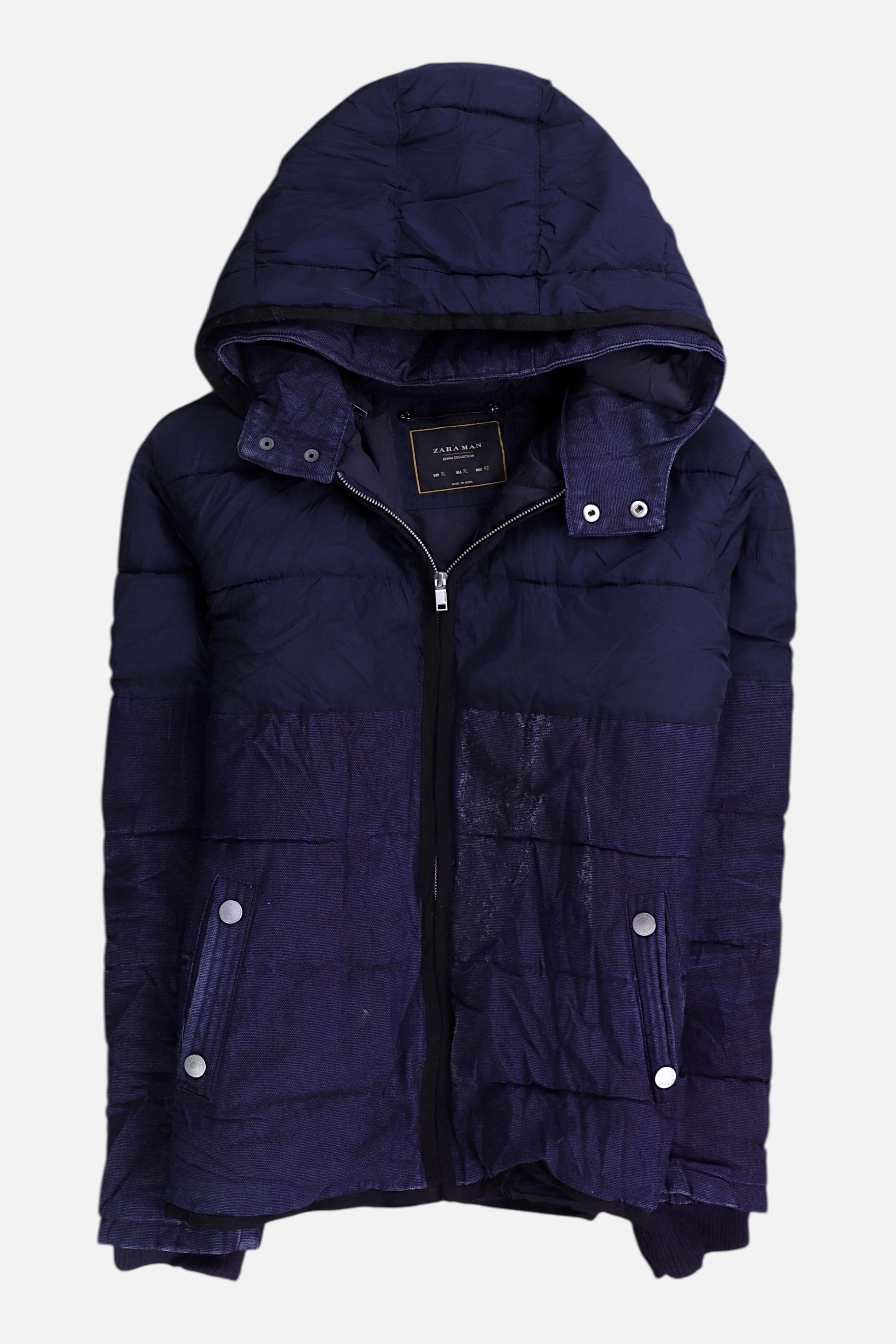 ZARA Chaqueta Puffer Denim - Hombre - XL